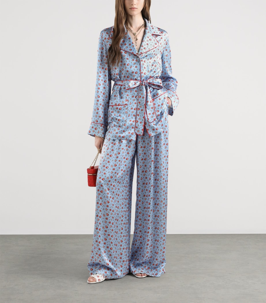 Dolce&Gabbana Womens Silk Floral Wide-Leg Trousers Rose Image 2