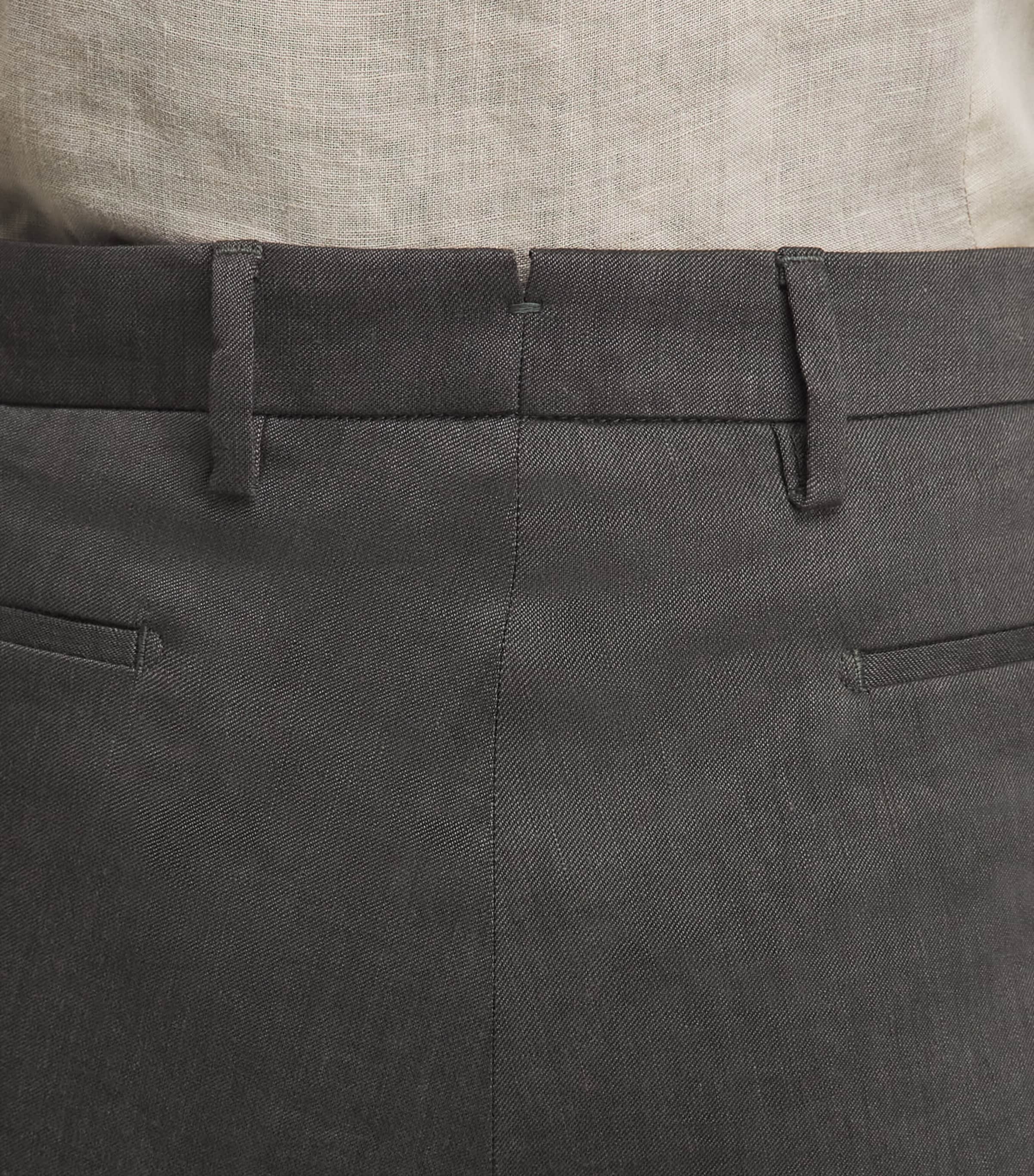 Marco Pescarolo Mens Linen-Wool-Mohair Trousers Olive Image 3
