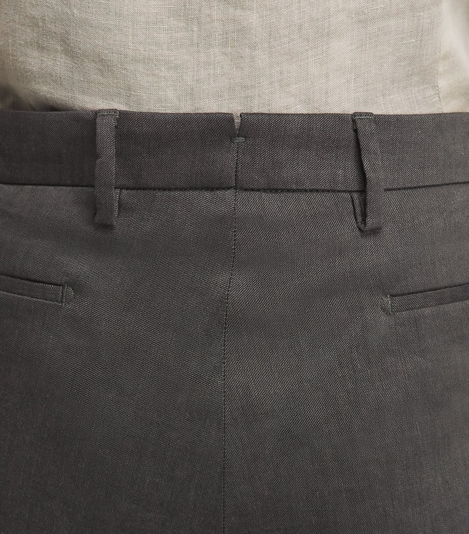 Marco Pescarolo Mens Linen-Wool-Mohair Trousers Olive Image 3