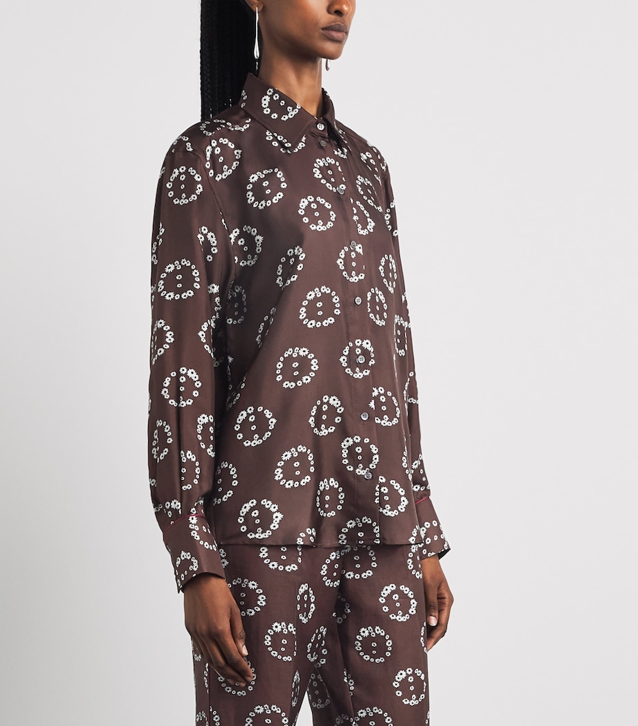 Sandro Paris Womens Silk Floral Shirt Brown Image 4