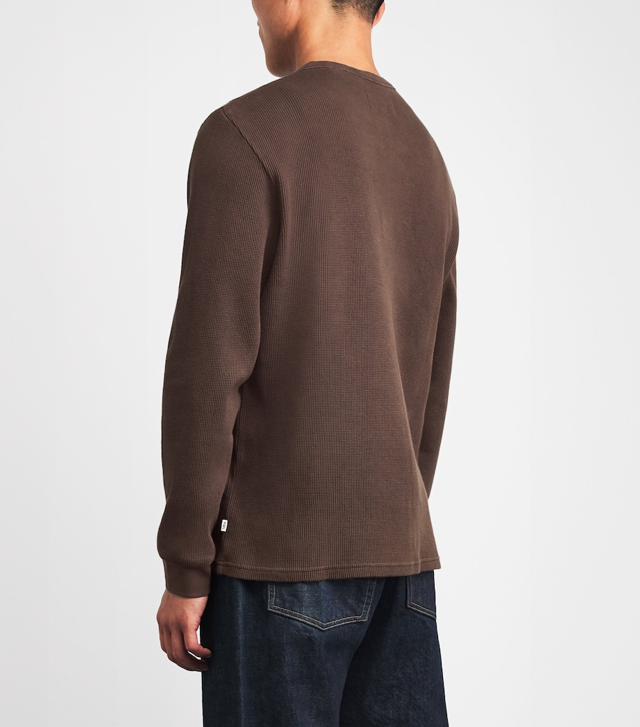 Wax London Mens Cotton Caleb Henley Top Brown Image 5