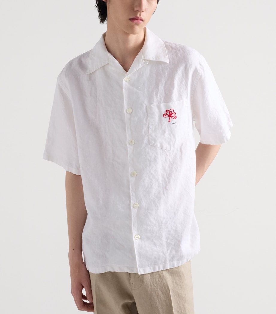 Prada Mens Linen Bowling Shirt White Image 3