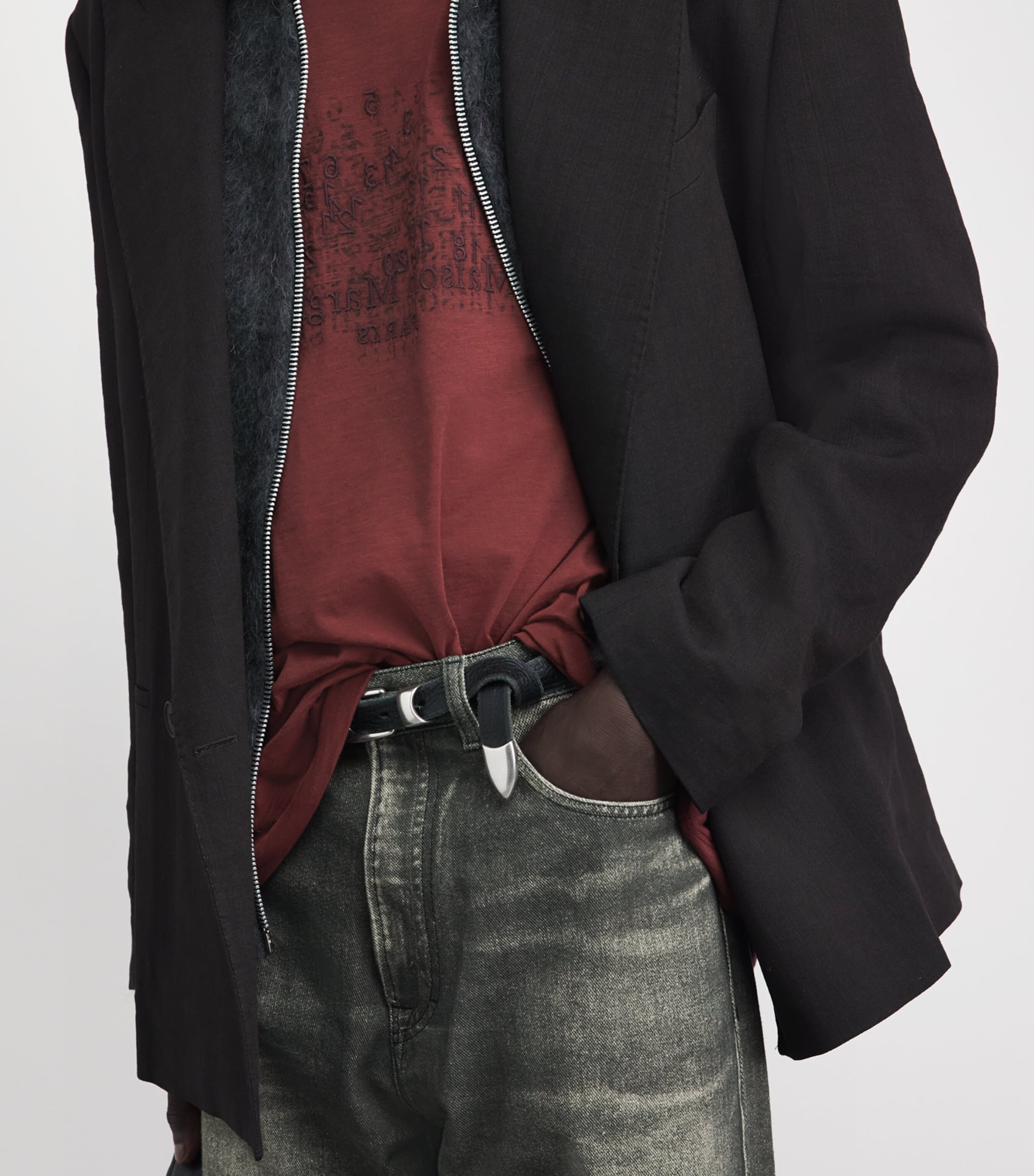 Maison Margiela Mens Cotton Numeric T-Shirt Dark Bric Red Image 3