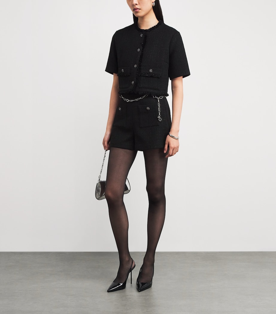 Tweed Rhinestone-Embellished Jacket BLACK Image 2