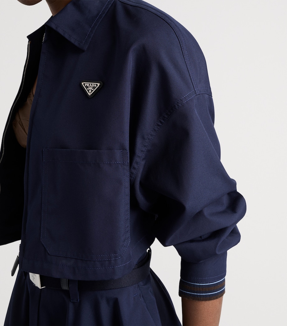 Prada Womens Triangle Shirt Jacket Blue Image 6