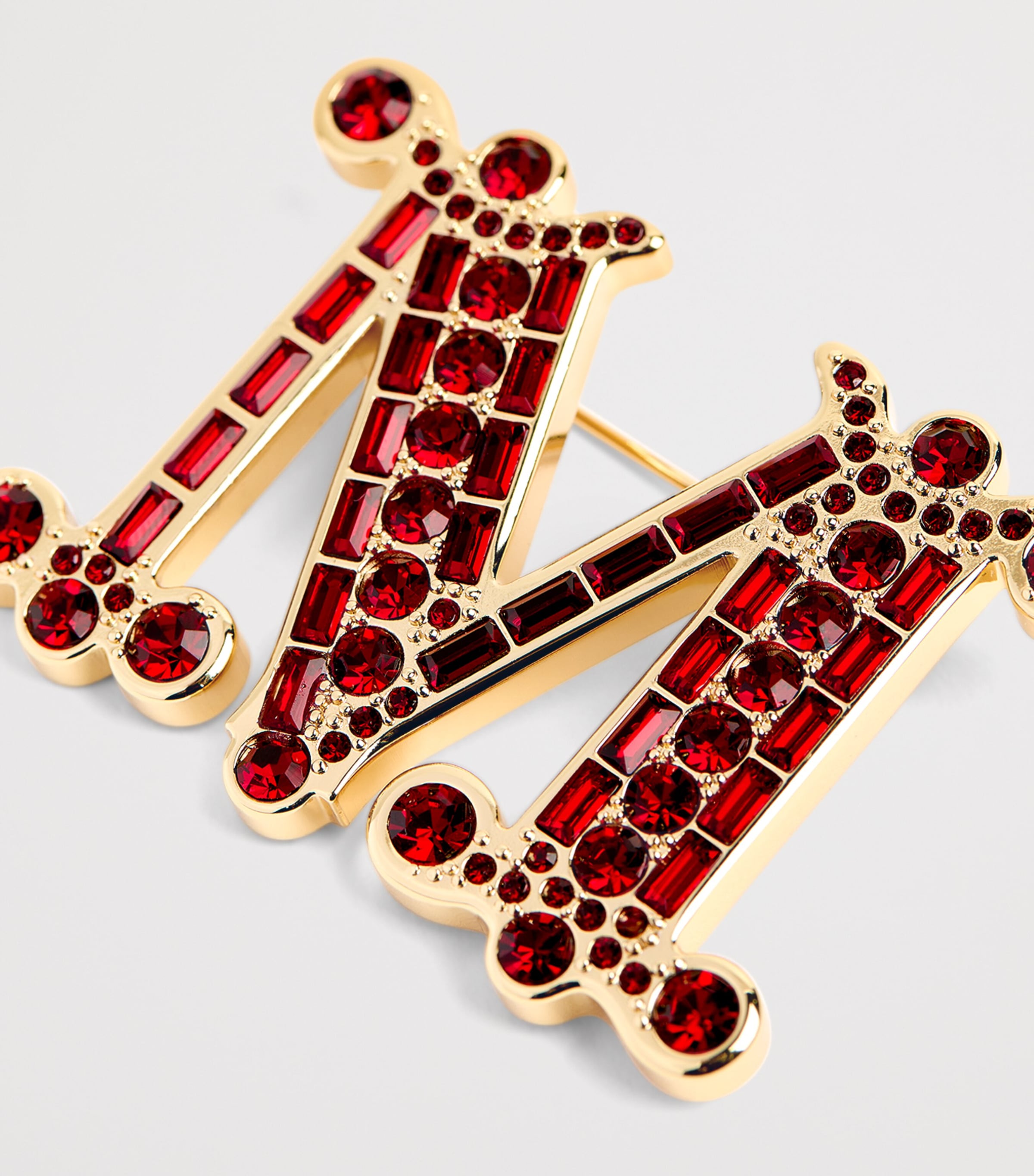 Embellished Monogram Brooch RED Image 3