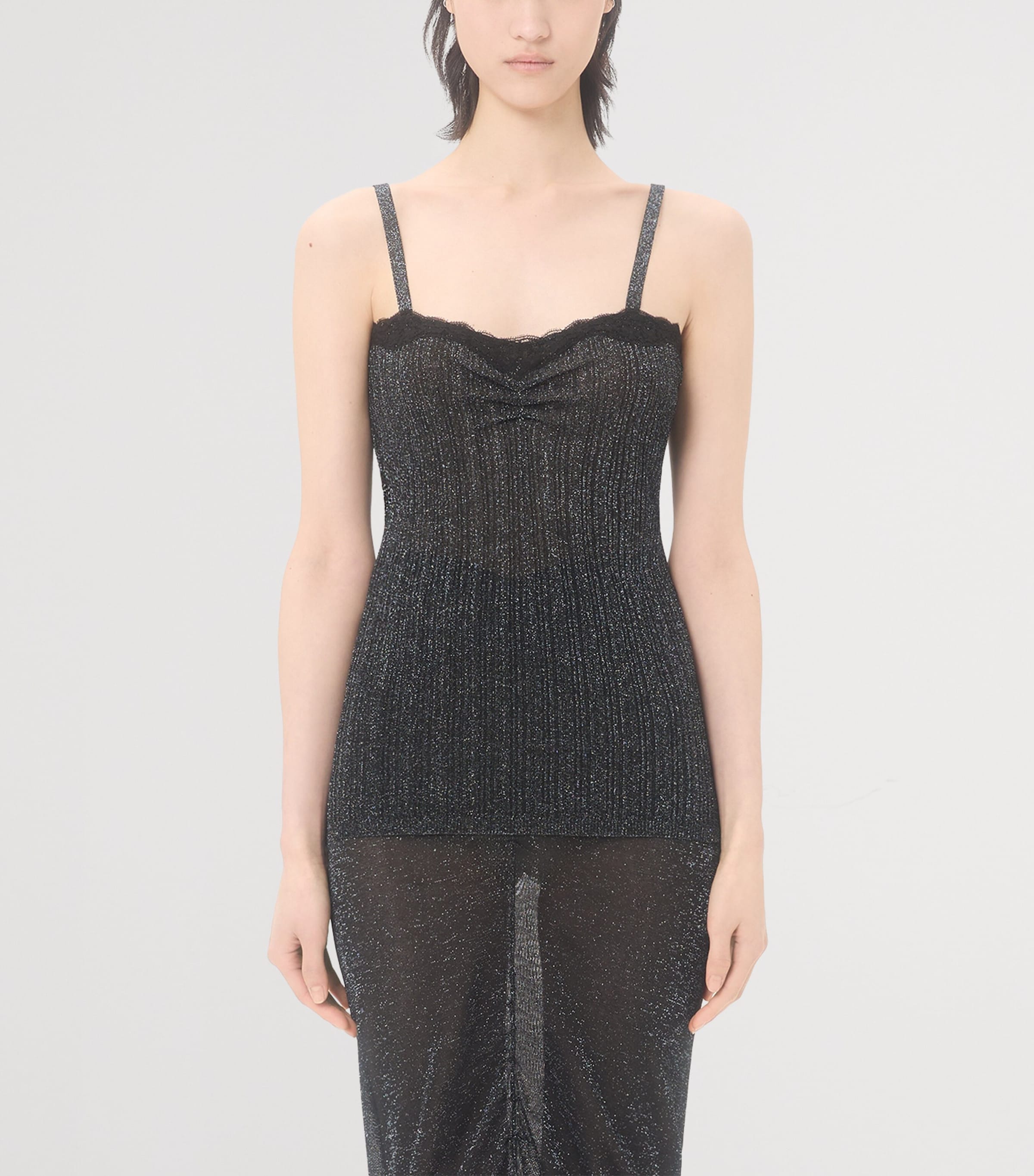 Valentino Womens Lurex Knit Tank Top Nud Image 2