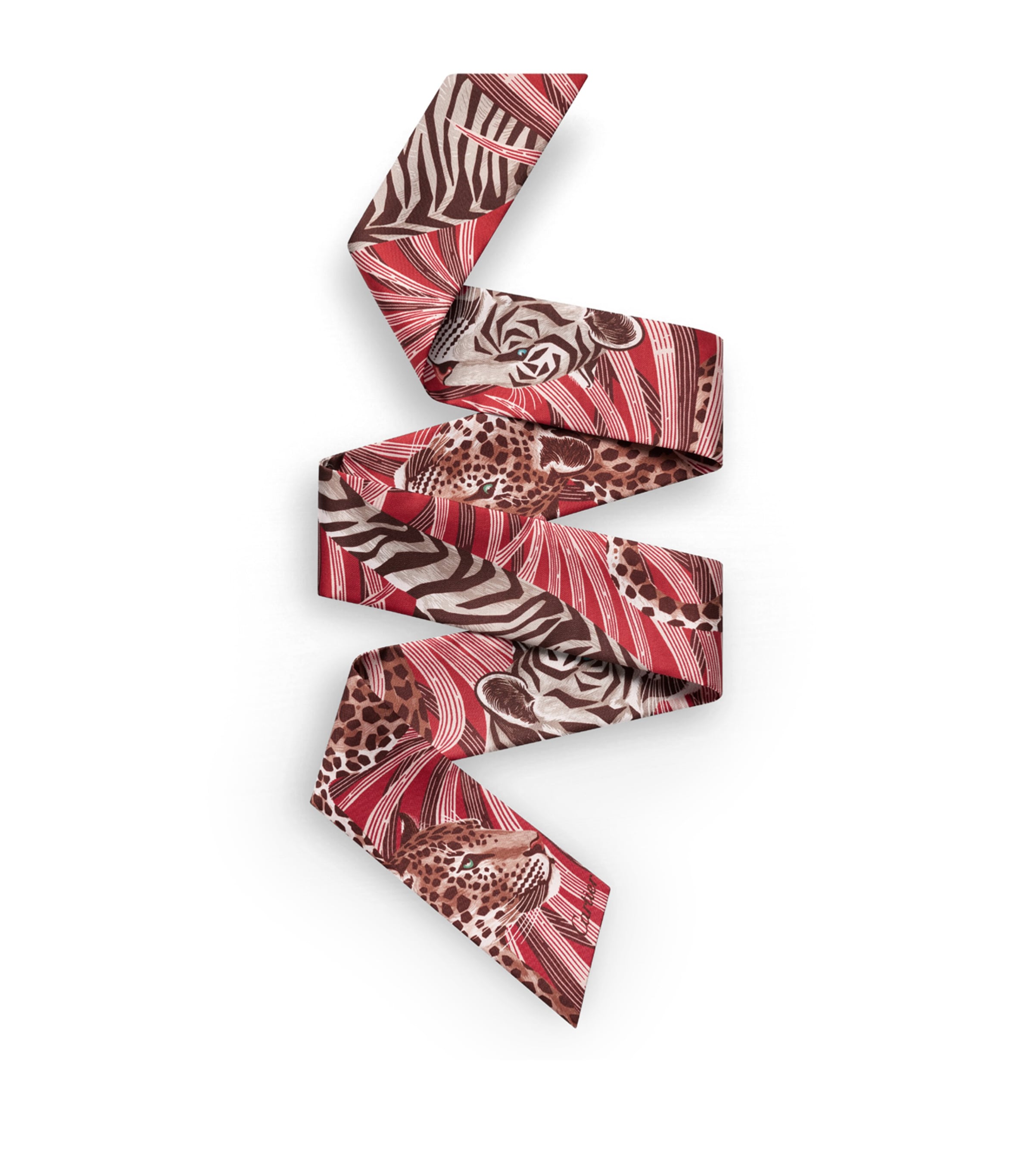 Cartier Silk Panthère and Tigre Scarf Red Image 1
