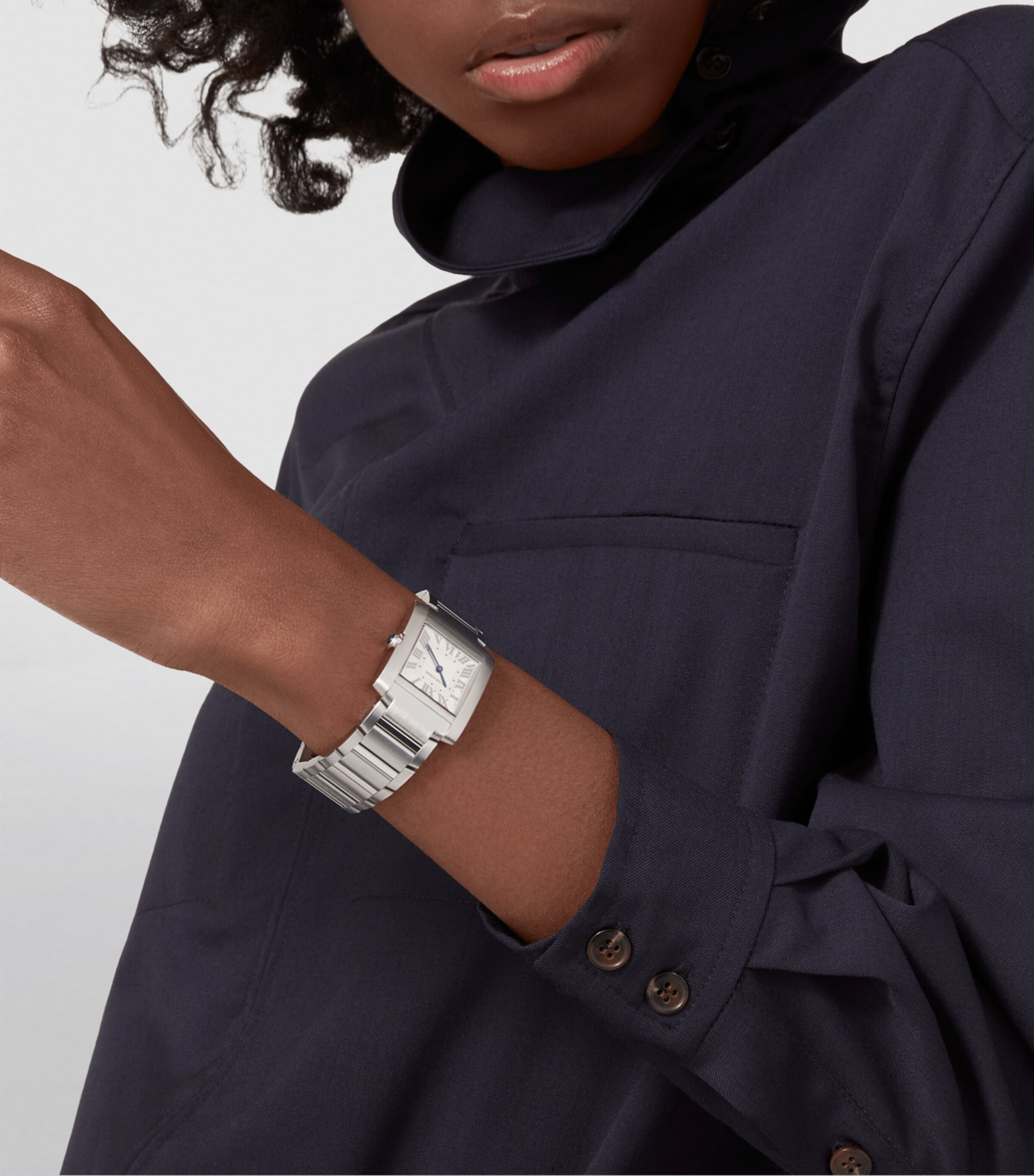 Medium Stainless Steel Tank Française Watch 27mm SILVER Image 12