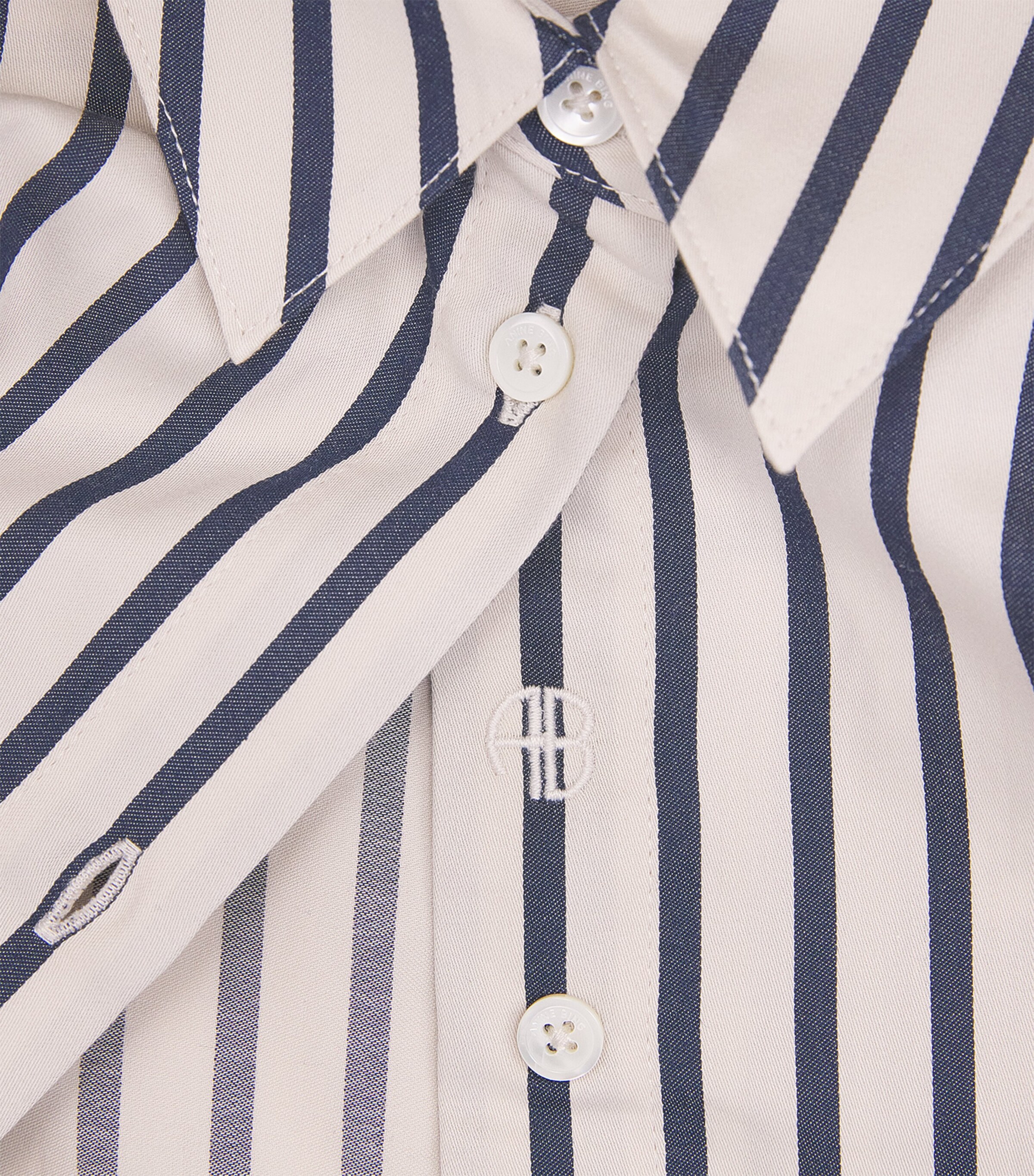 ANINE BING Womens Cotton Stripe Essie Shirt Maritime Stripe Image 6