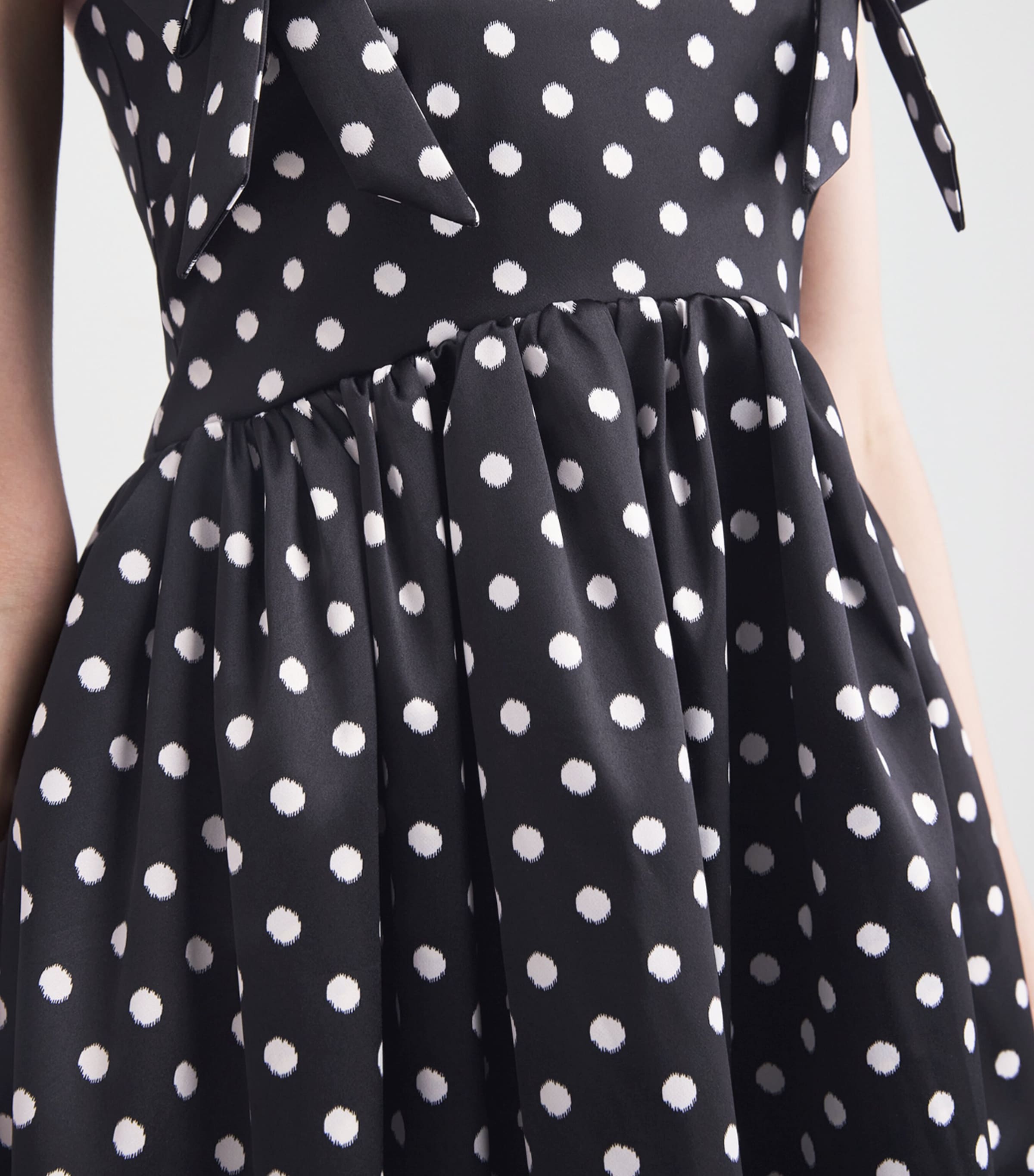 Satin Polka-Dot Mini Dress 099 BLACK Image 4