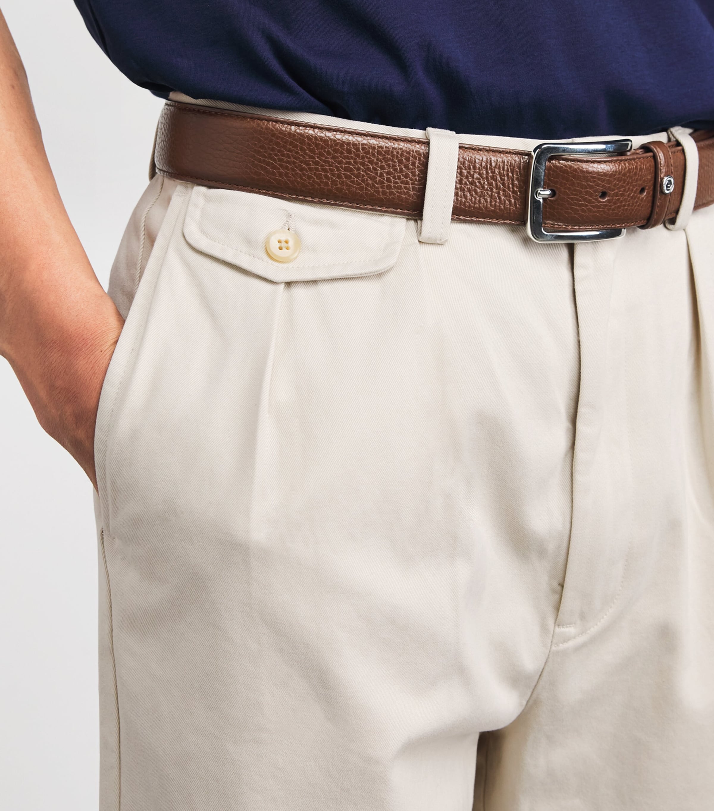 Polo Ralph Lauren Mens Cotton Pleated Whitman Chinos New Stone Image 3