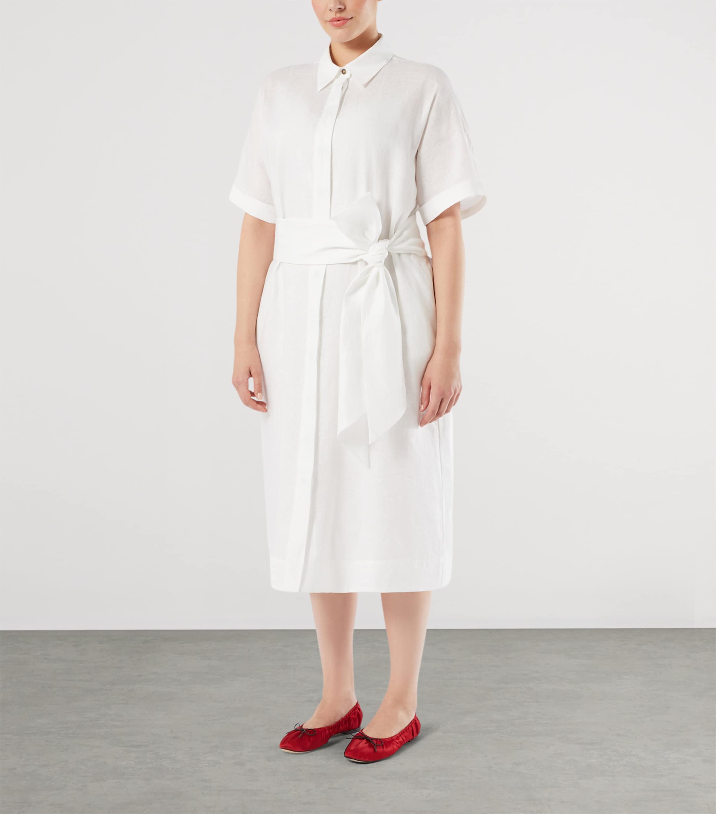Marina Rinaldi White Linen Midi Shirt Dress | Harrods US