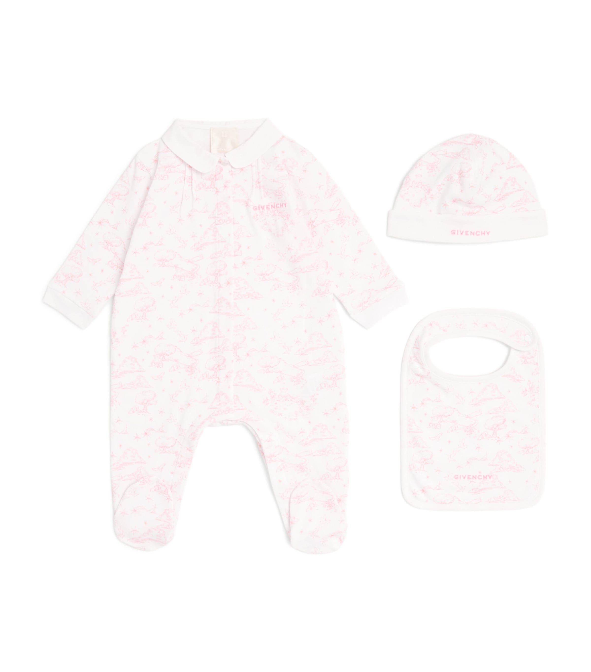 Cotton All-In-One, Hat and Bib Set (1-18 Months) H31269/N54WHITE PINK Image 2