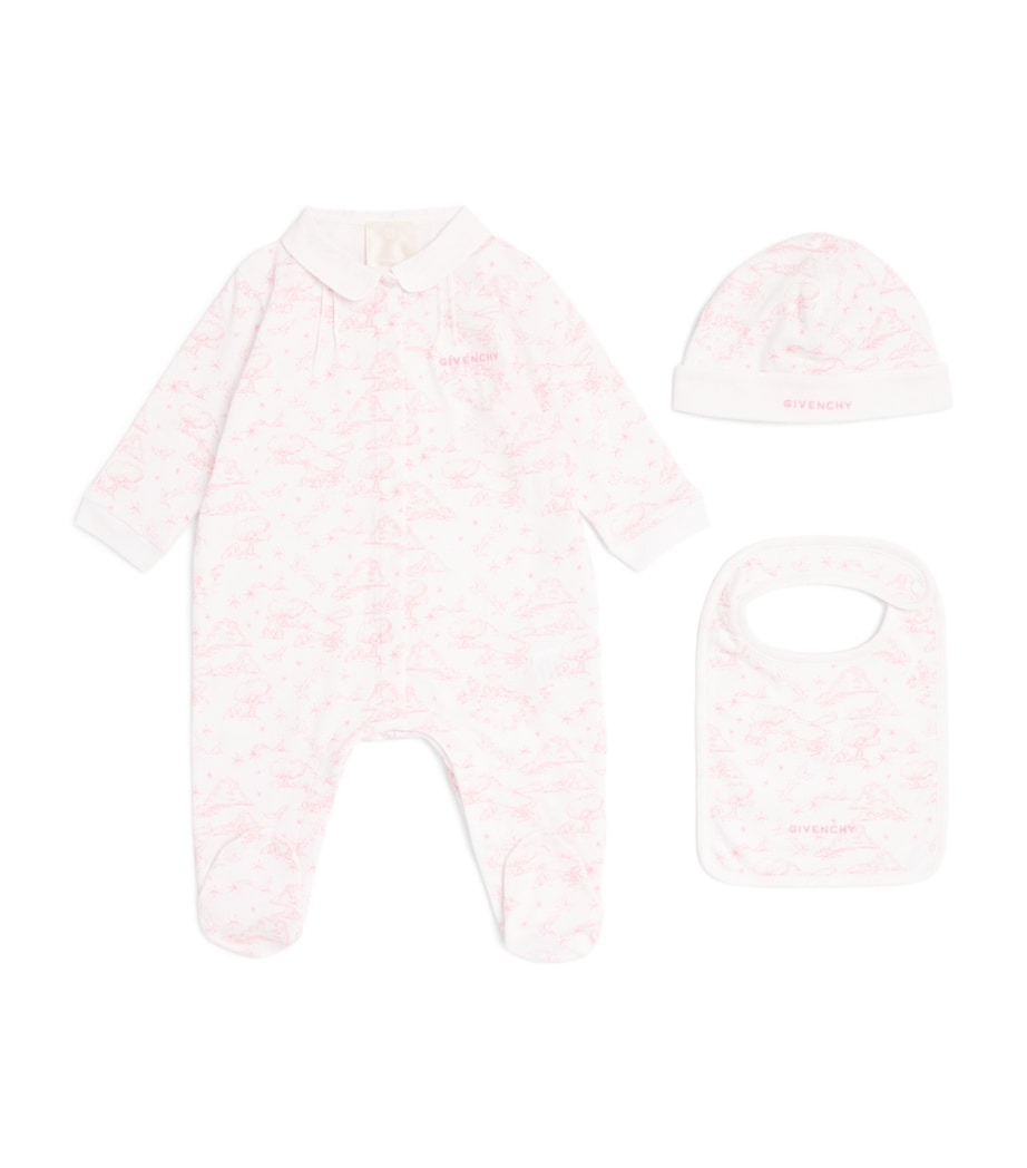 Cotton All-In-One, Hat and Bib Set (1-18 Months) H31269/N54WHITE PINK Image 2