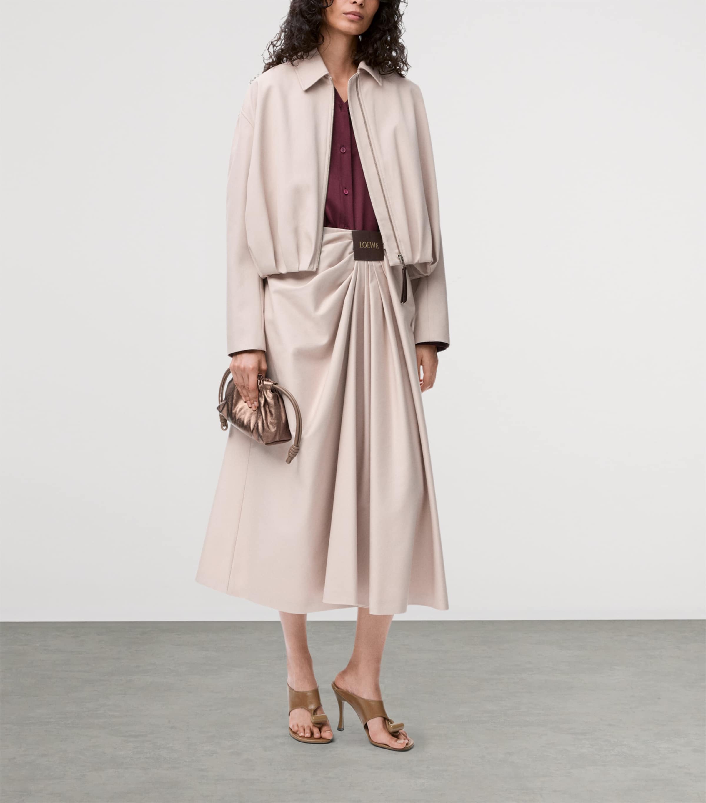 Cotton-Silk Draped Bomber Jacket LIGHT PINK Image 2