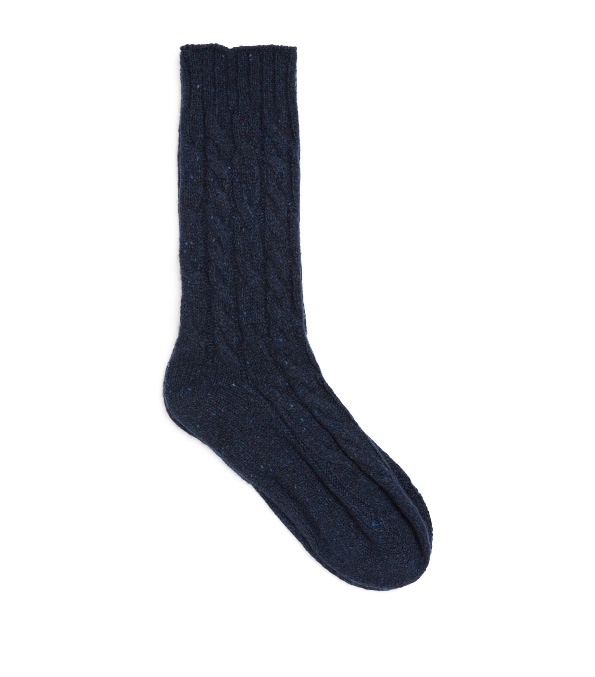 Johnstons Of Elgin Mens Donegal Cashmere Cable-Knit Socks Navy Donegal Image 1