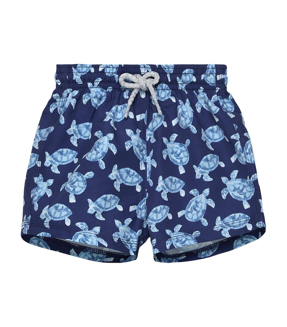 Trotters Turtle Print Swim Shorts (3-24 Months) Navy/turtle Image 1