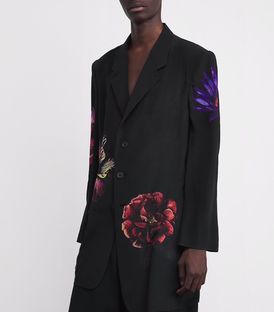 Yohji Yamamoto Mens Silk Flower Blazer Black Image 3