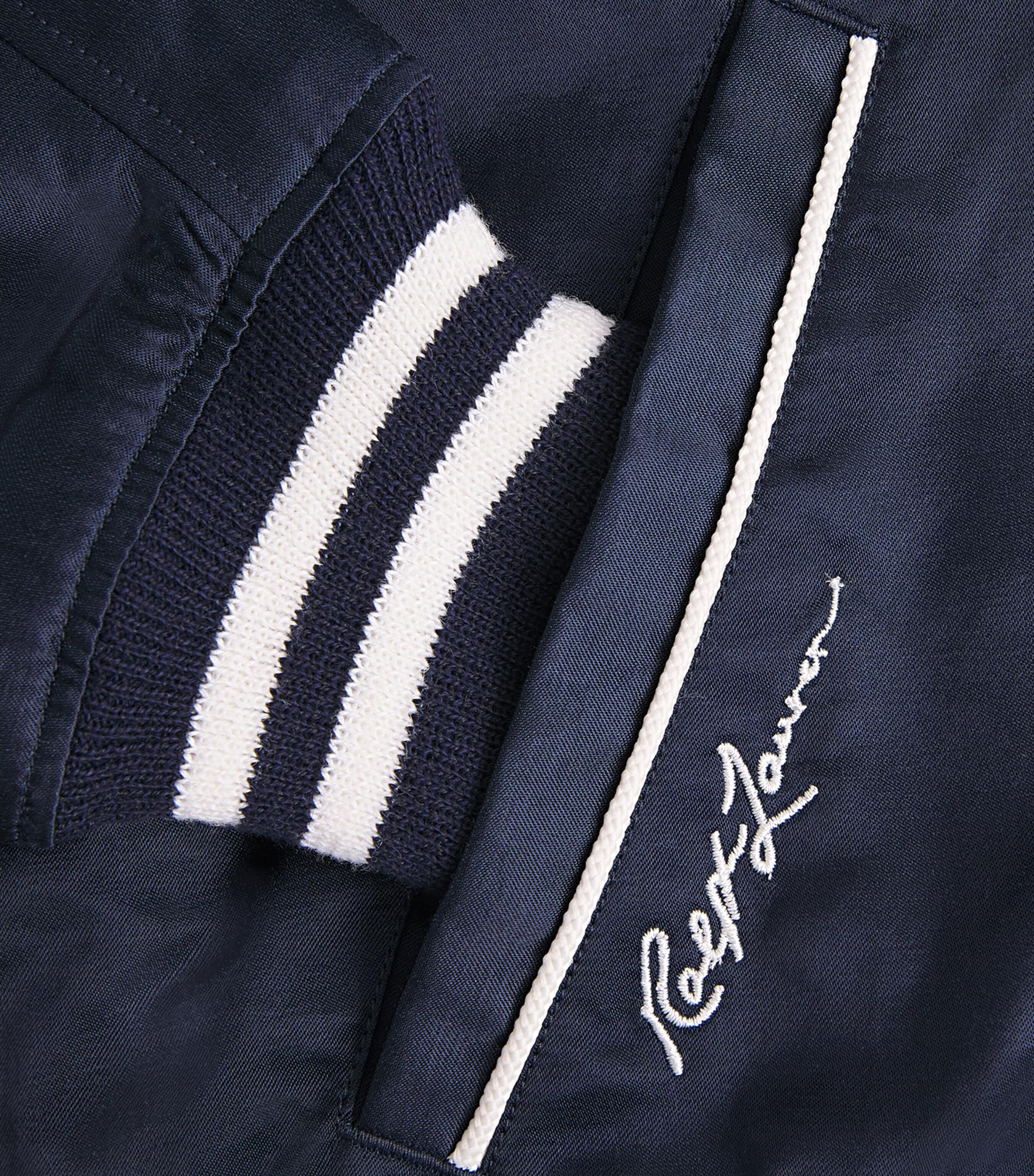 Polo Ralph Lauren Mens Satin Yankees Bomber Jacket Aviator Navy Image 6