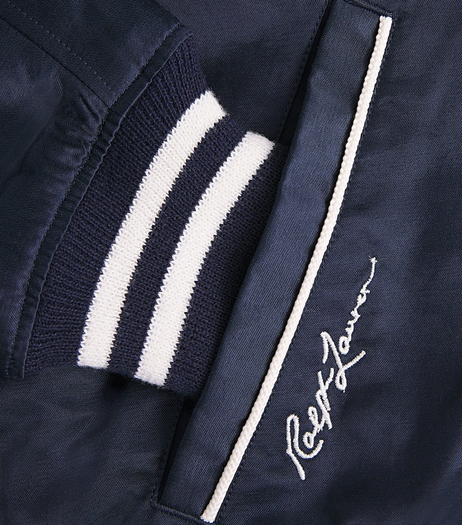 Polo Ralph Lauren Mens Satin Yankees Bomber Jacket Aviator Navy Image 6