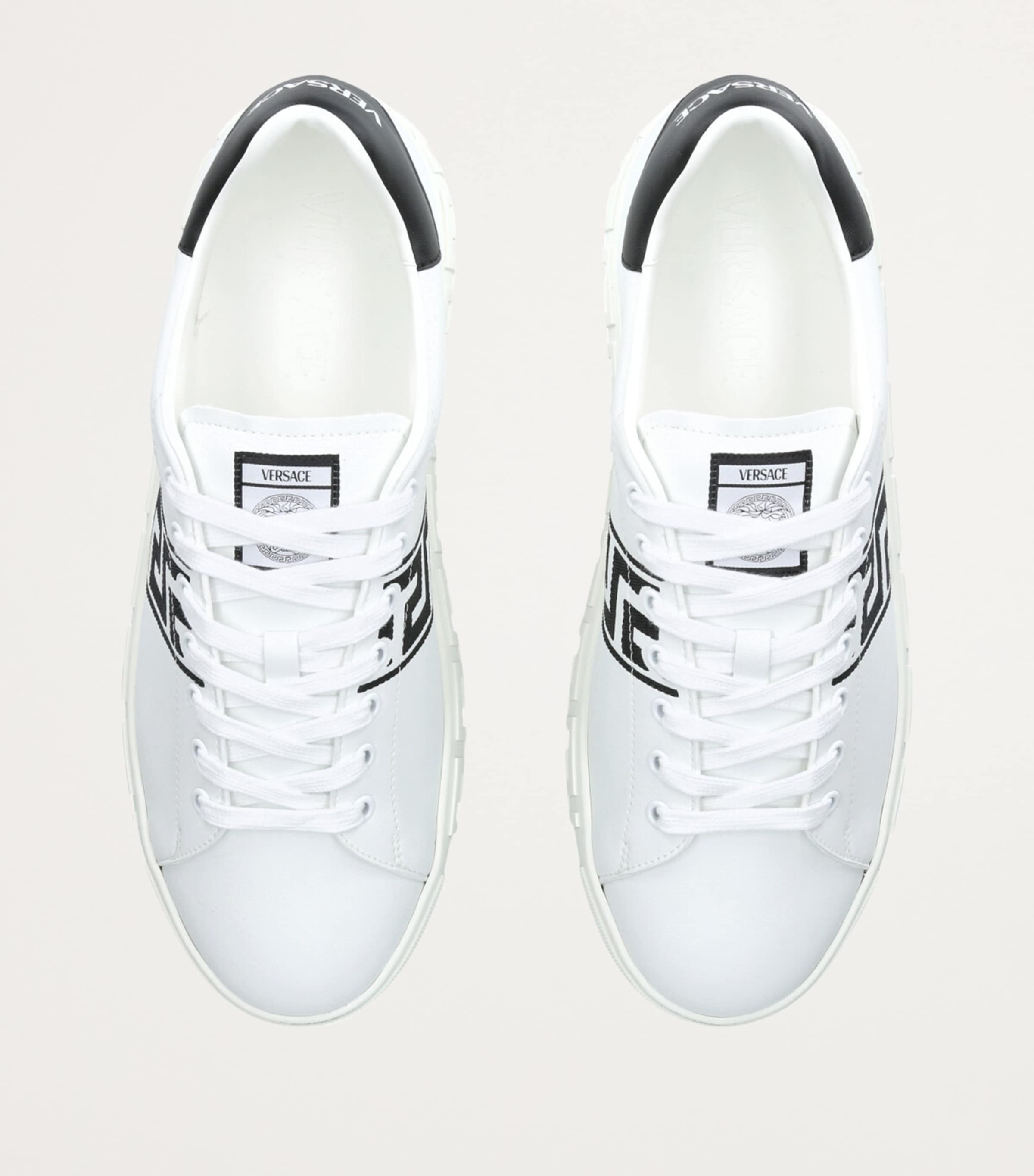 Leather Greca Sneakers WHITE/BLK Image 4