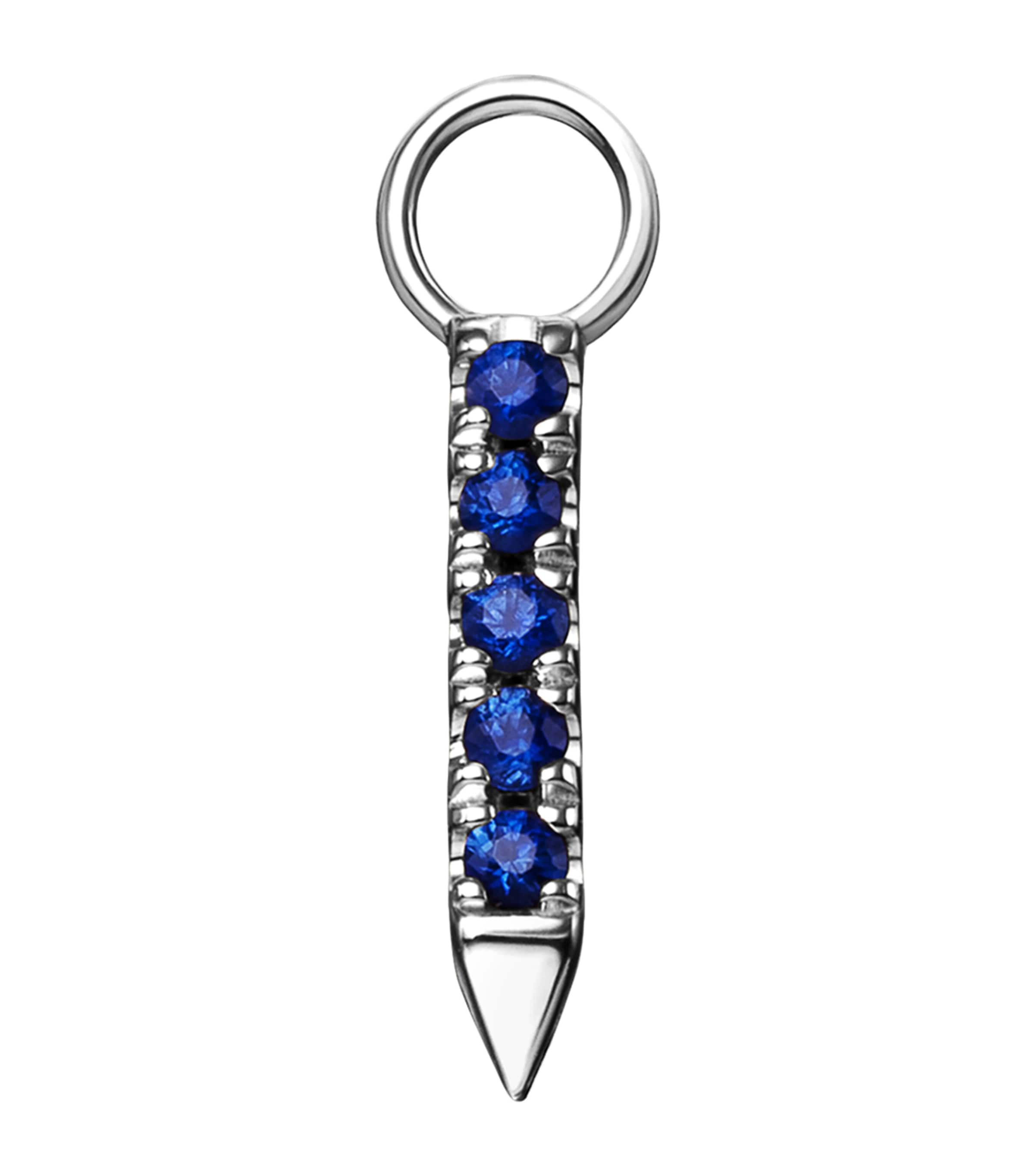 Maria Tash Diamond And Sapphire Eternity Bar Earring Charm In Metallic