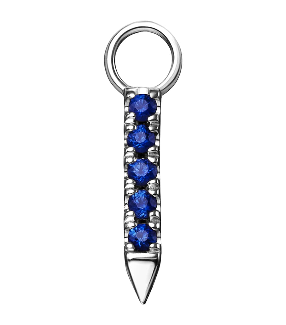 Diamond and Sapphire Eternity Bar Earring Charm (7mm) WHITE GOLD Image 1