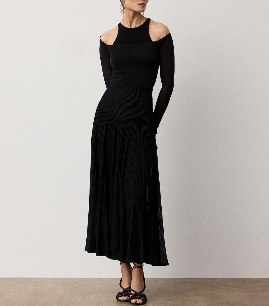 Ralph Lauren Collection Womens Mulberry Silk Layered Maxine Top Black Image 2