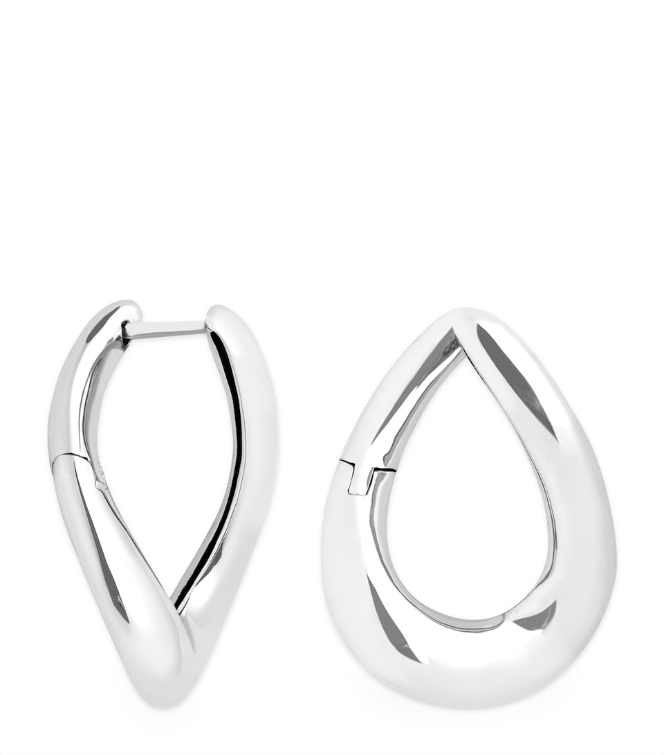 Rhodium-Plated Silver Molten Hoop Earrings