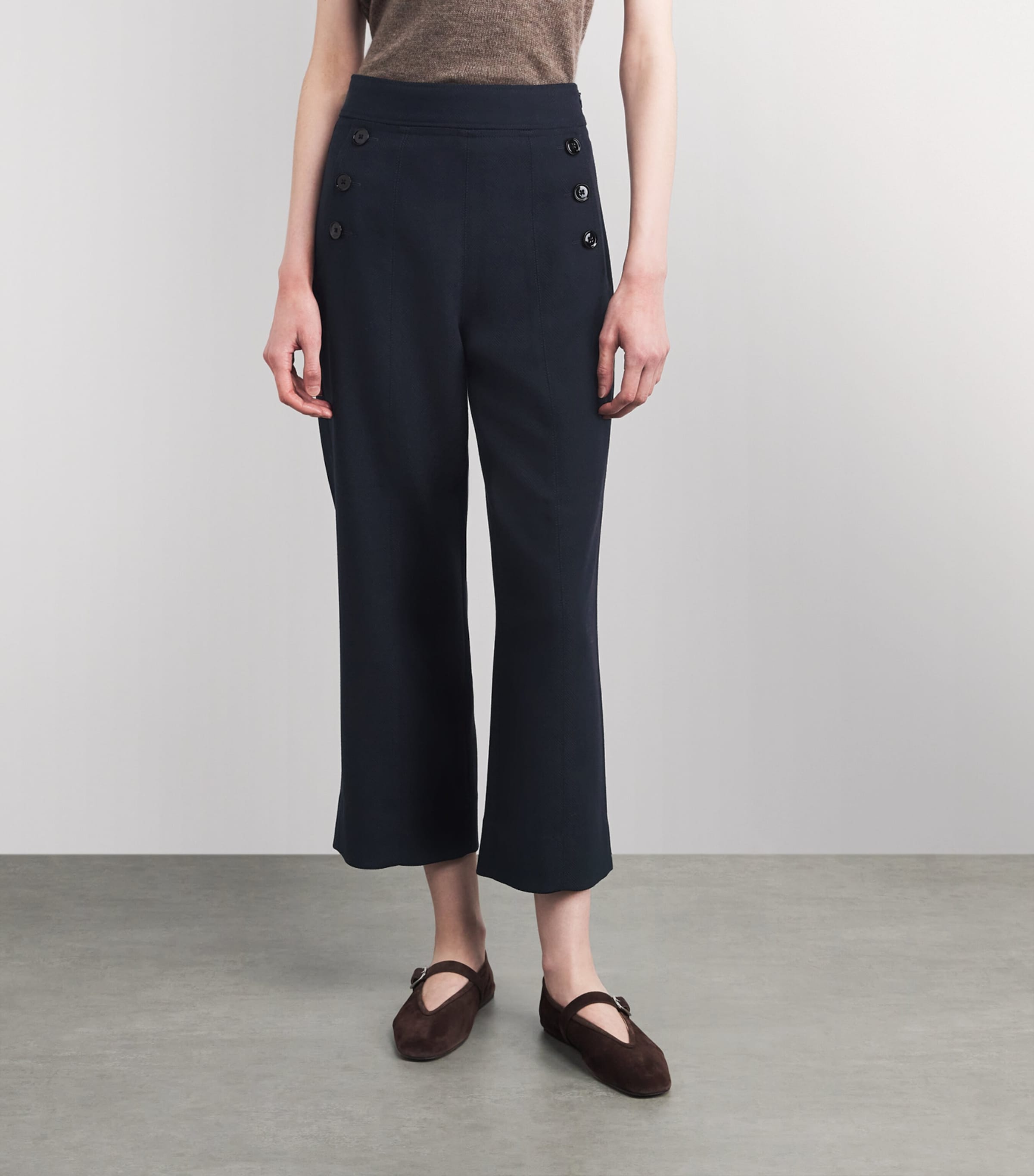ME+EM Womens Straight Cropped Trousers Navy Image 4