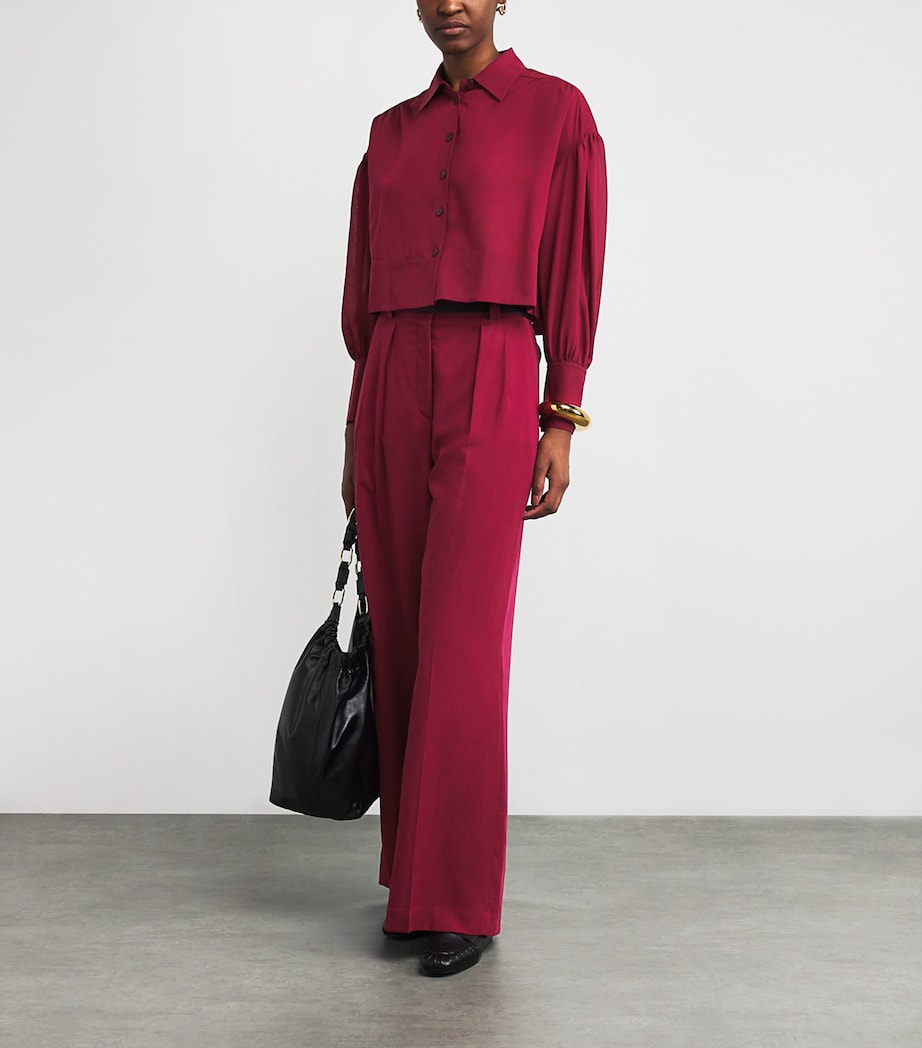 Virgin Wool Voile Forest Trousers RUBY Image 2