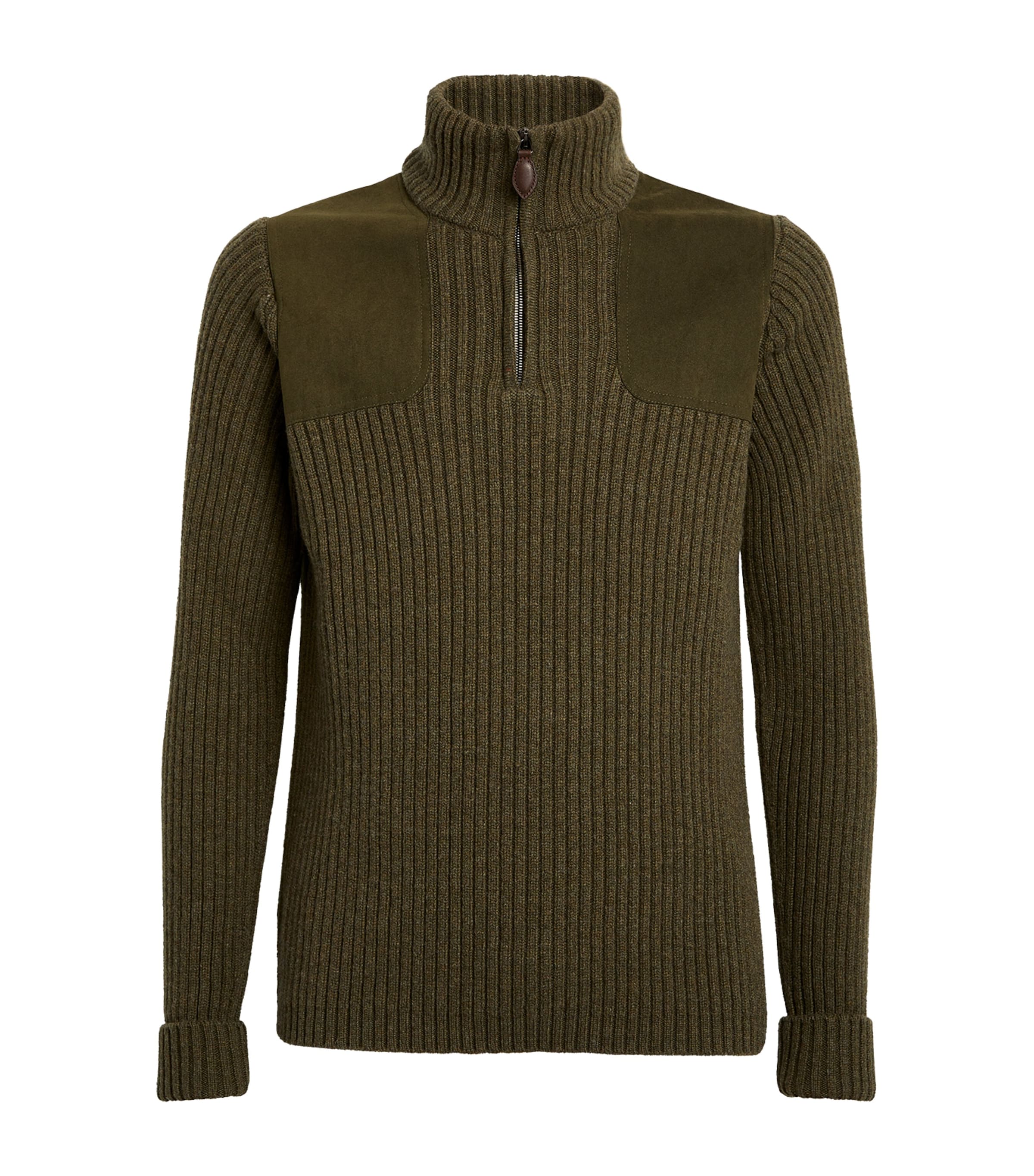 Purdey Wool Quarter-zip Commando Sweater In Green