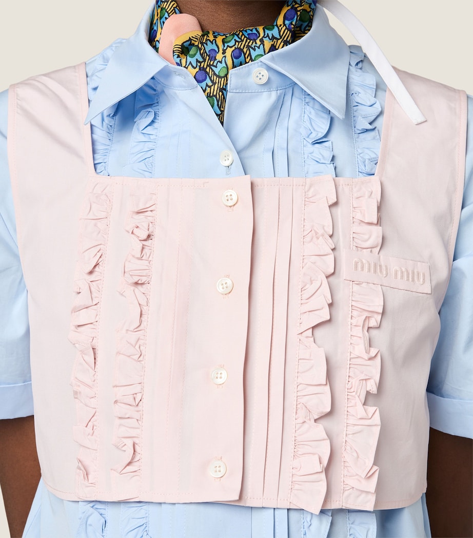 Miu Miu Womens Cotton Ruffled Crop Top Pink Image 4