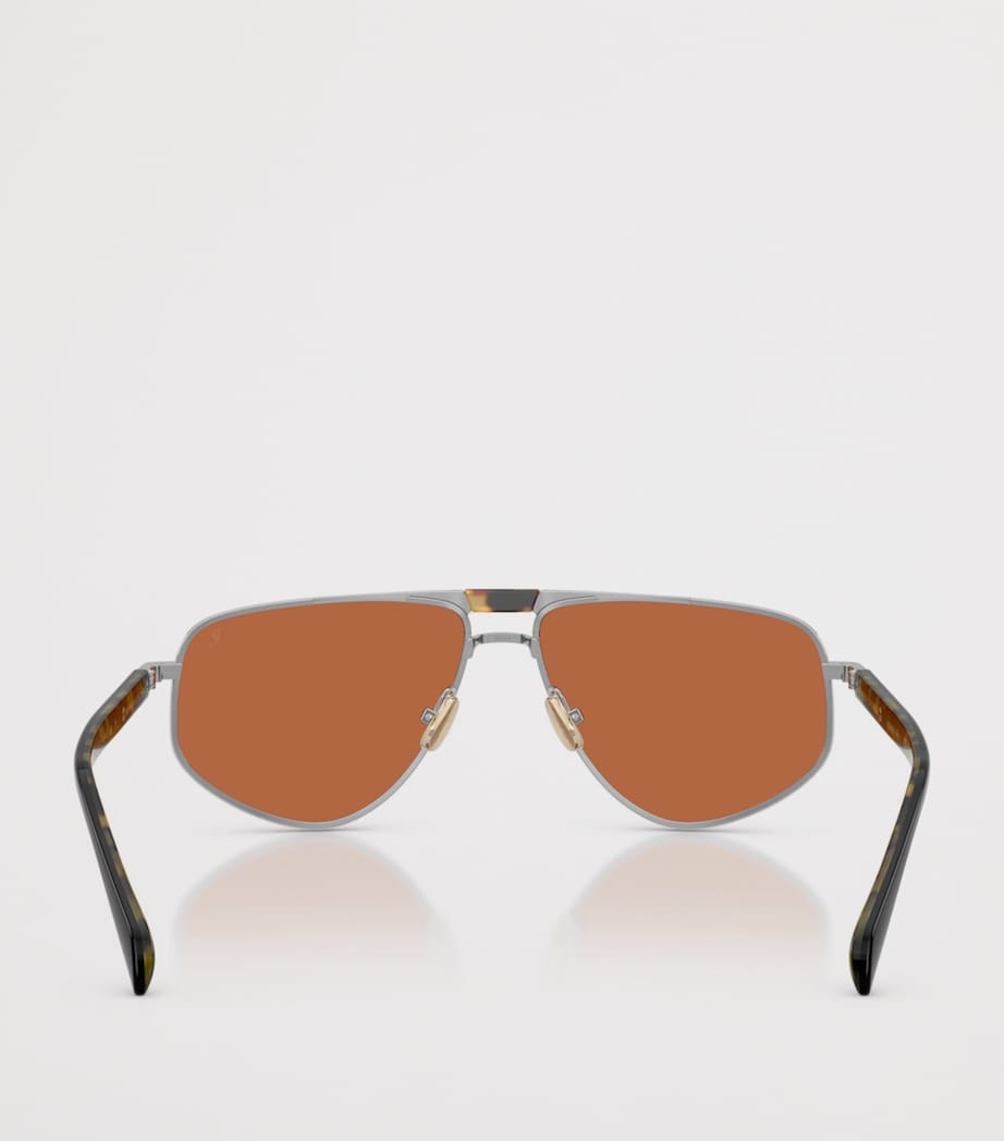 Brunello Cucinelli Titanium Dike Aviator Sunglasses Clear Image 4