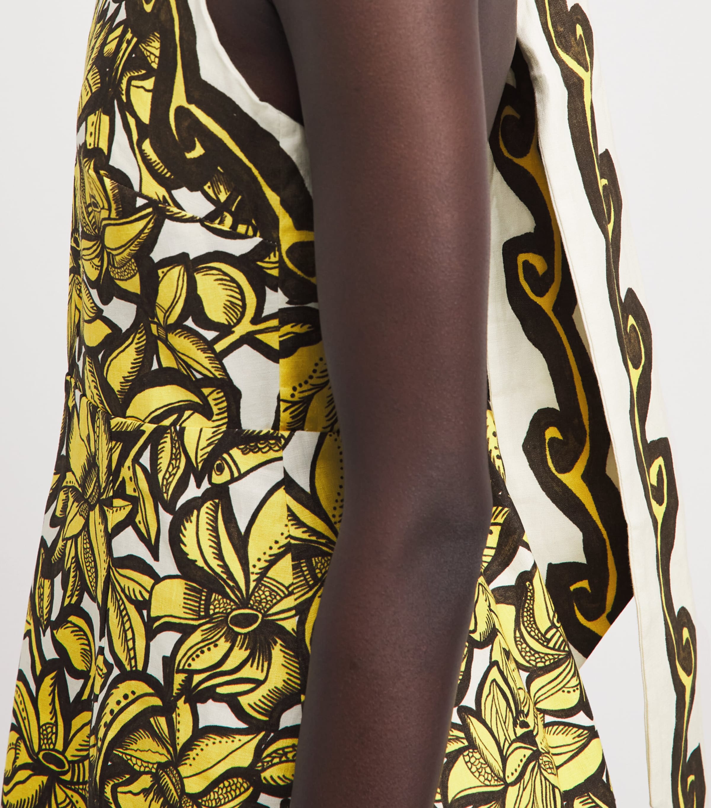 ALEMAIS Womens Hemp Printed Mona Mini Dress Yellow Image 5