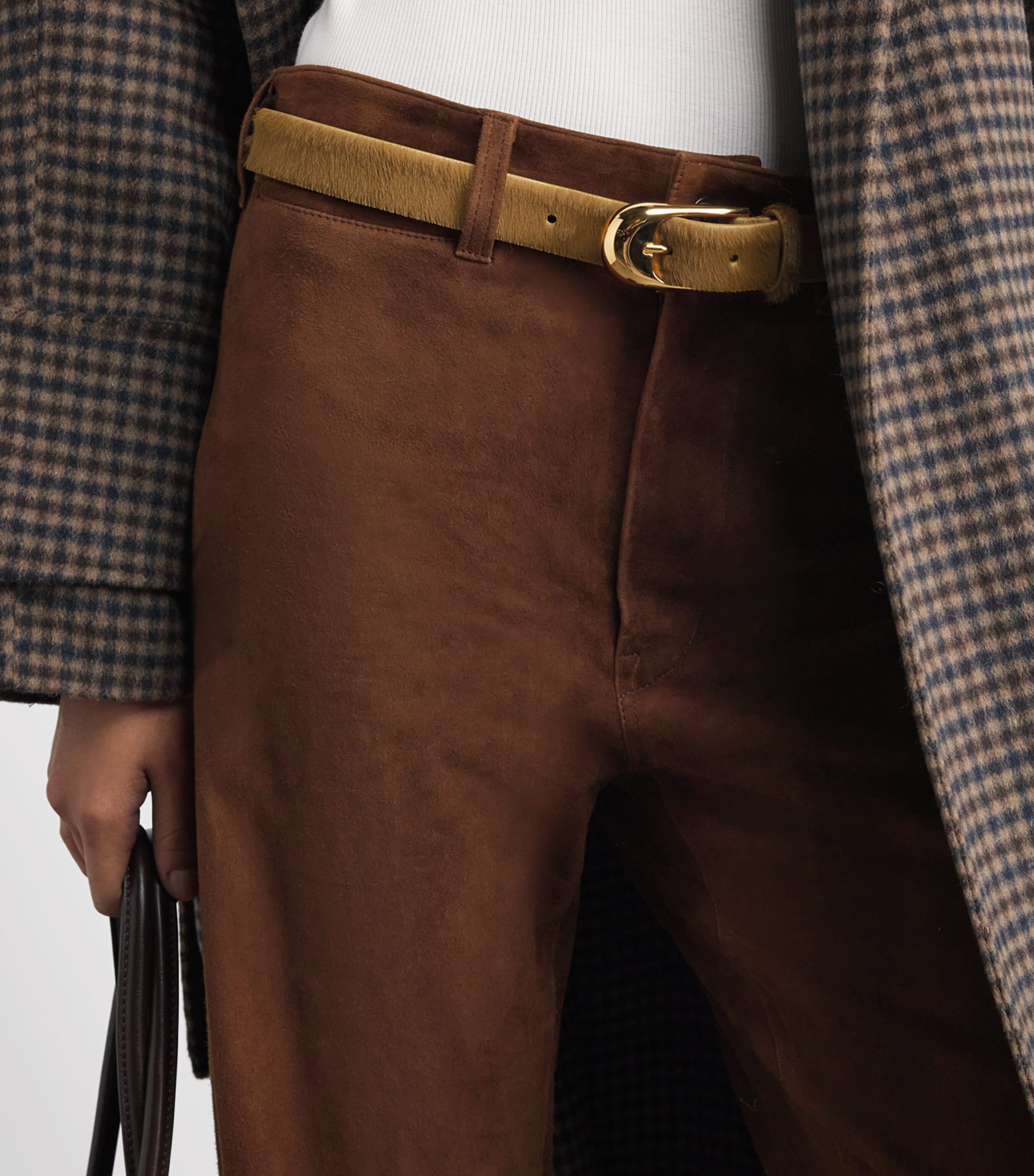 Polo Ralph Lauren Womens Suede Beaton Trousers Umber Image 3