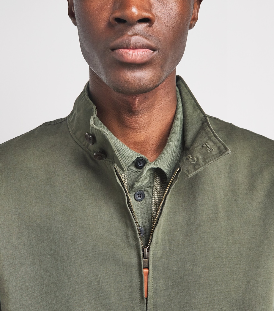 Vince Mens Cotton-Linen Bomber Jacket Coulter Green Image 3