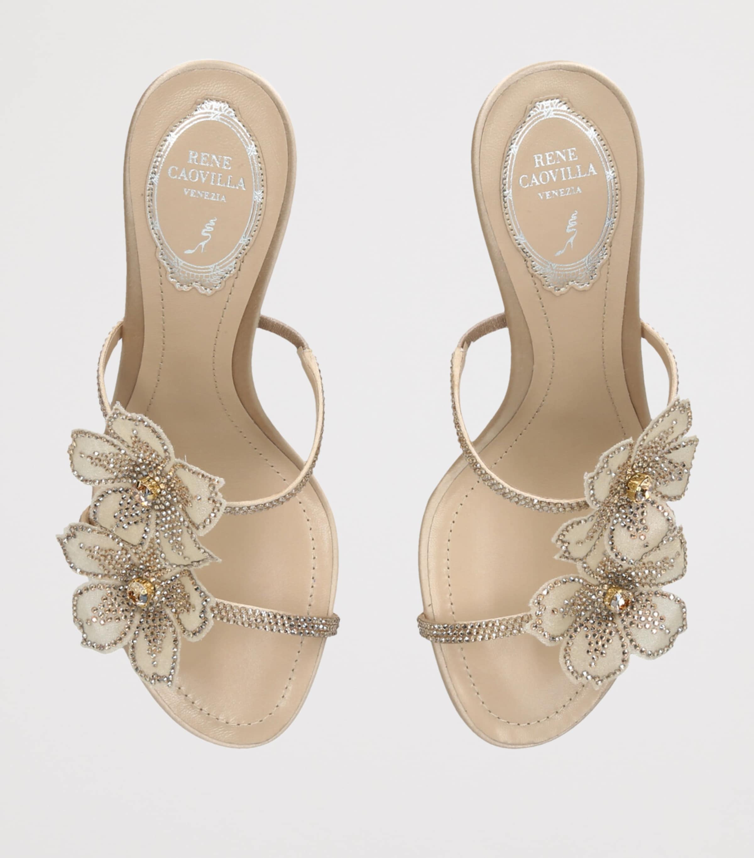 Satin Floral Heeled Sandals 80 GOLD COMB Image 4