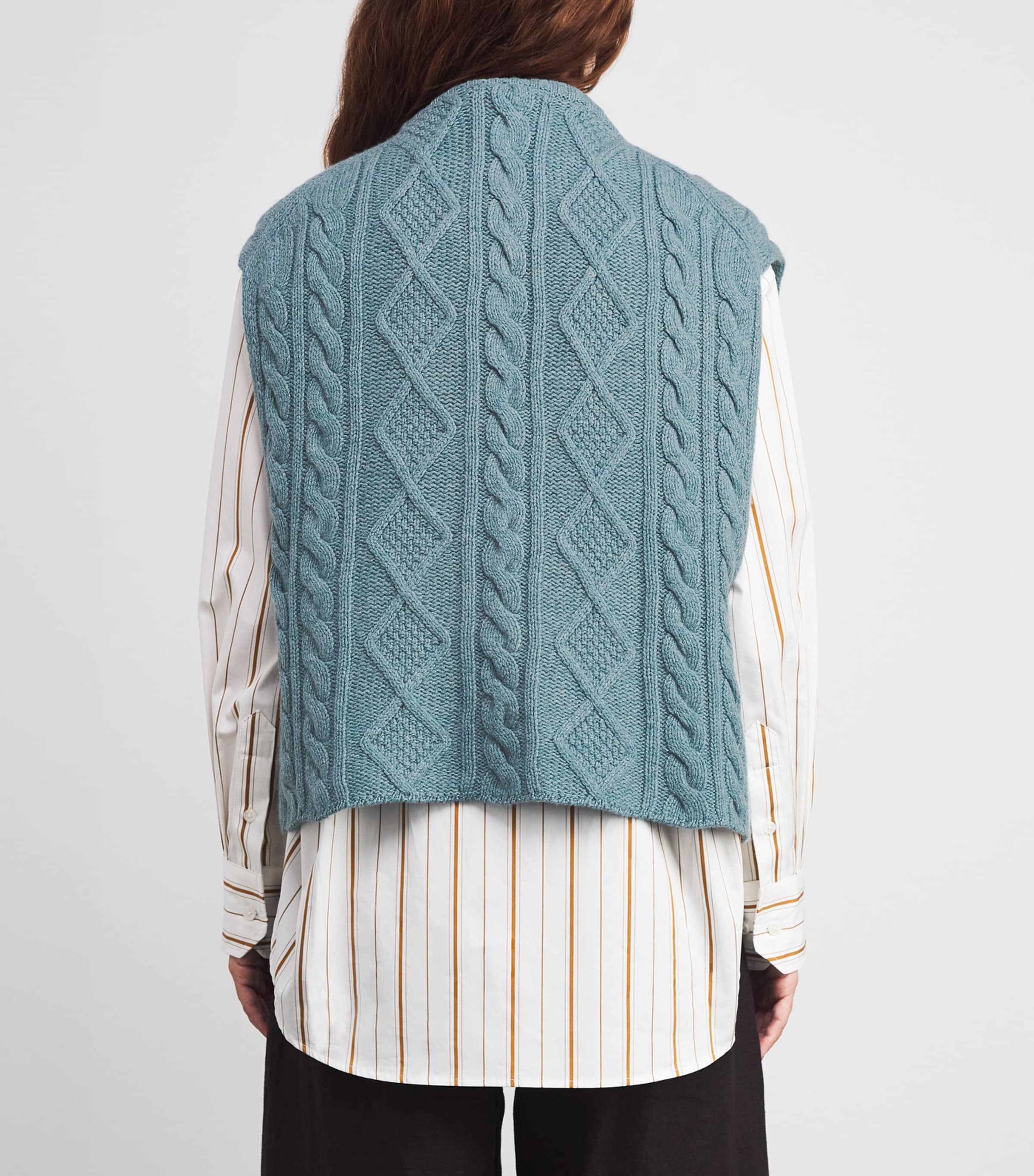 Cashmere Aran-Knit Oversized Sweater Vest HC0038 SEASCAPE Image 4