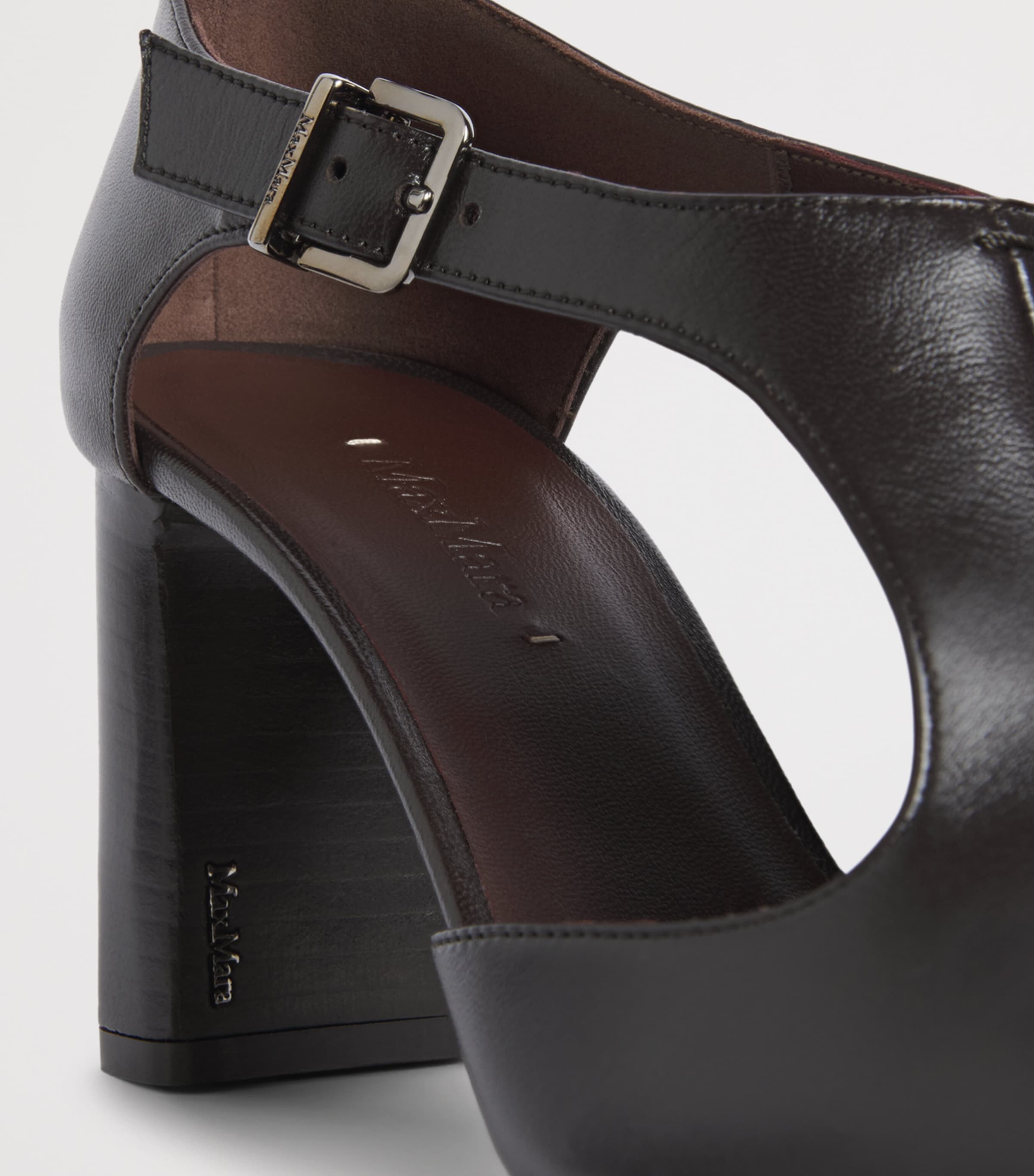 Max Mara Nappa Leather Cut-Out Pumps 75 Dark Brown Image 7