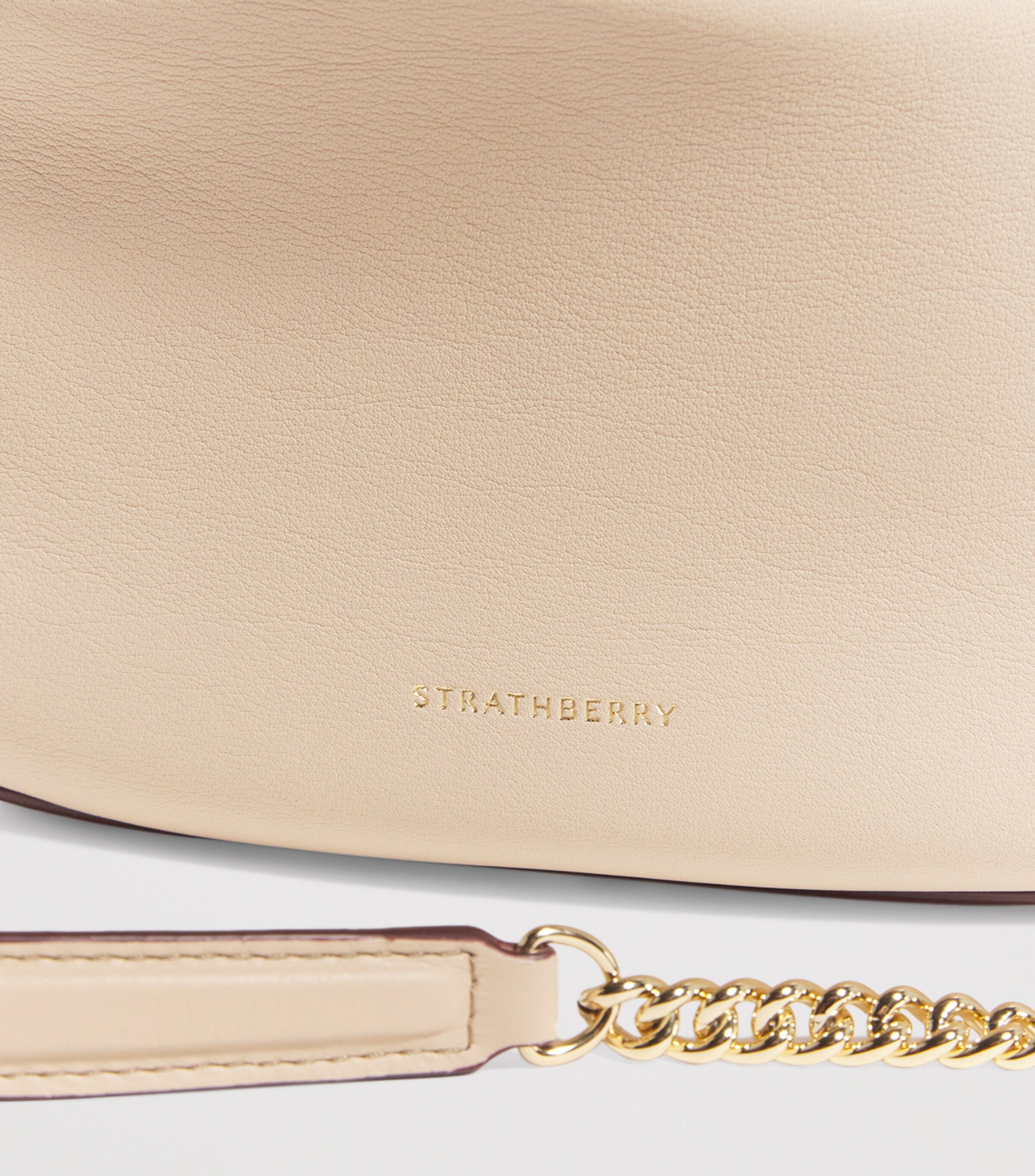 Strathberry Leather Crescent Moon Shoulder Bag Oat Image 6