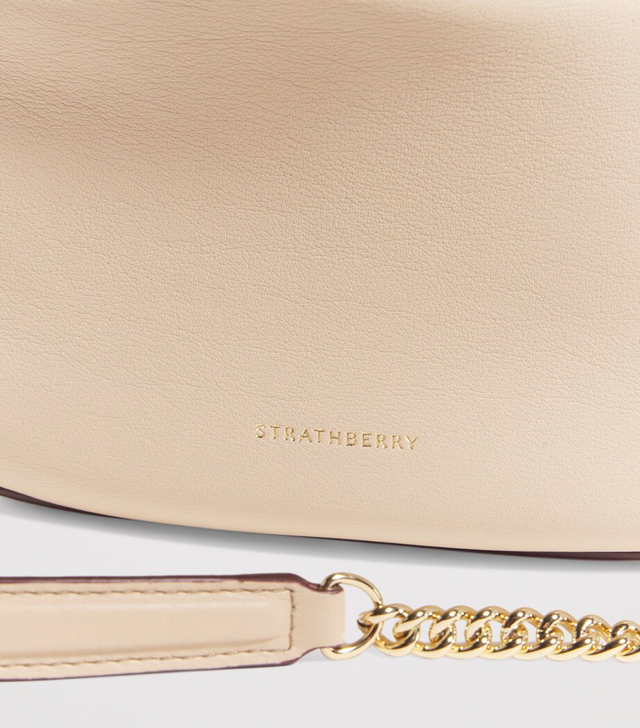 Strathberry Leather Crescent Moon Shoulder Bag Oat Image 6