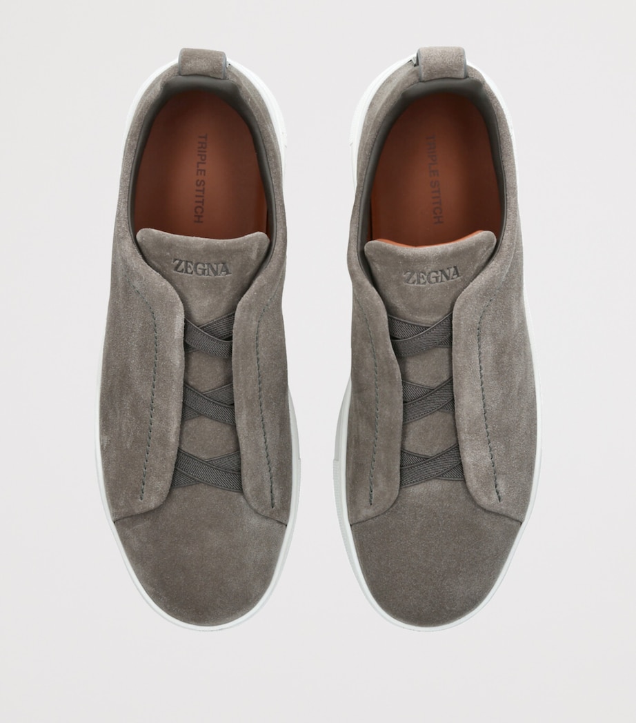 Zegna Suede Triple Stitch Sneakers Gunmetal Image 4
