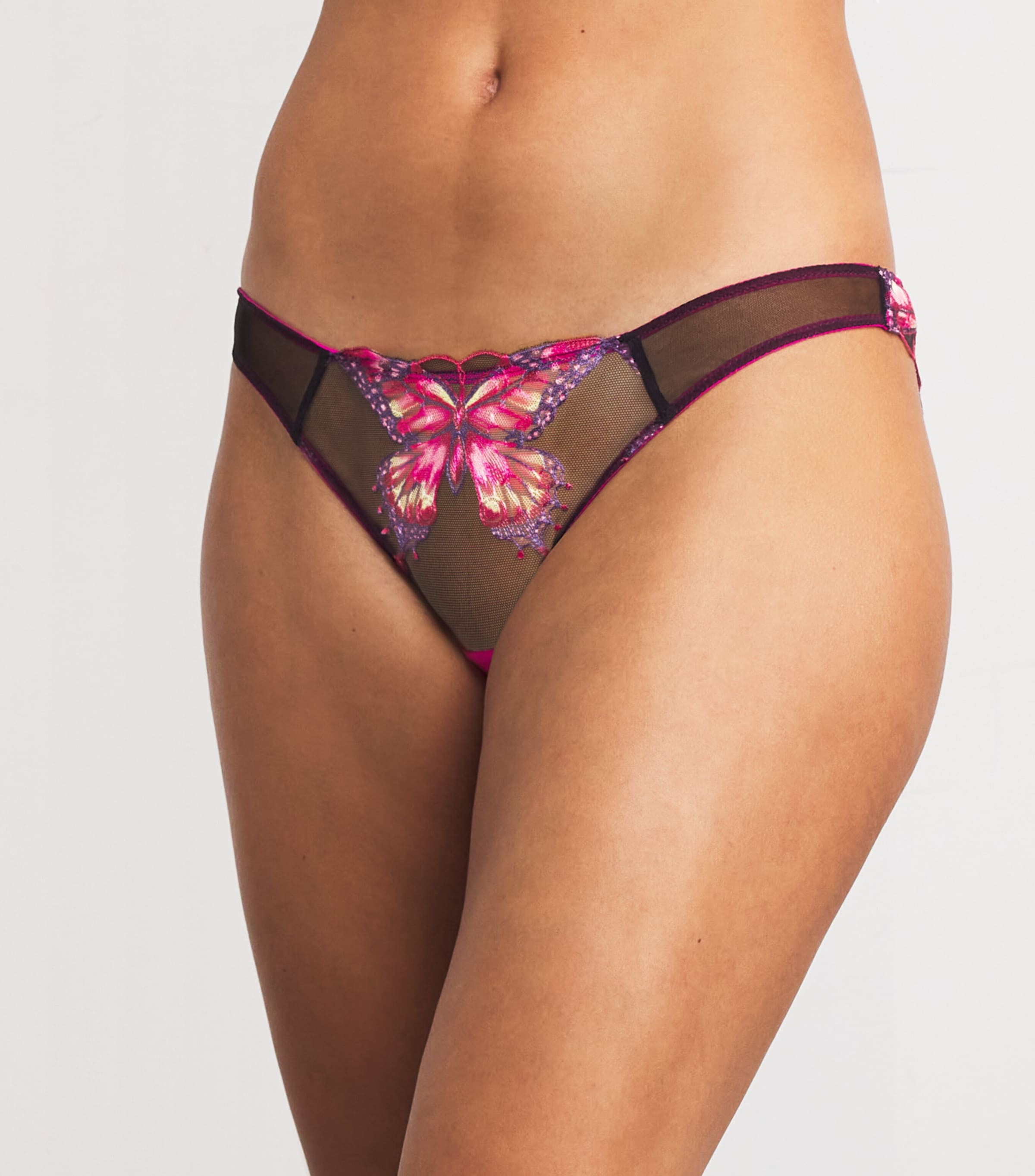 Butterfly Embroidered Cheeky Briefs 1070 CERISE Image 2