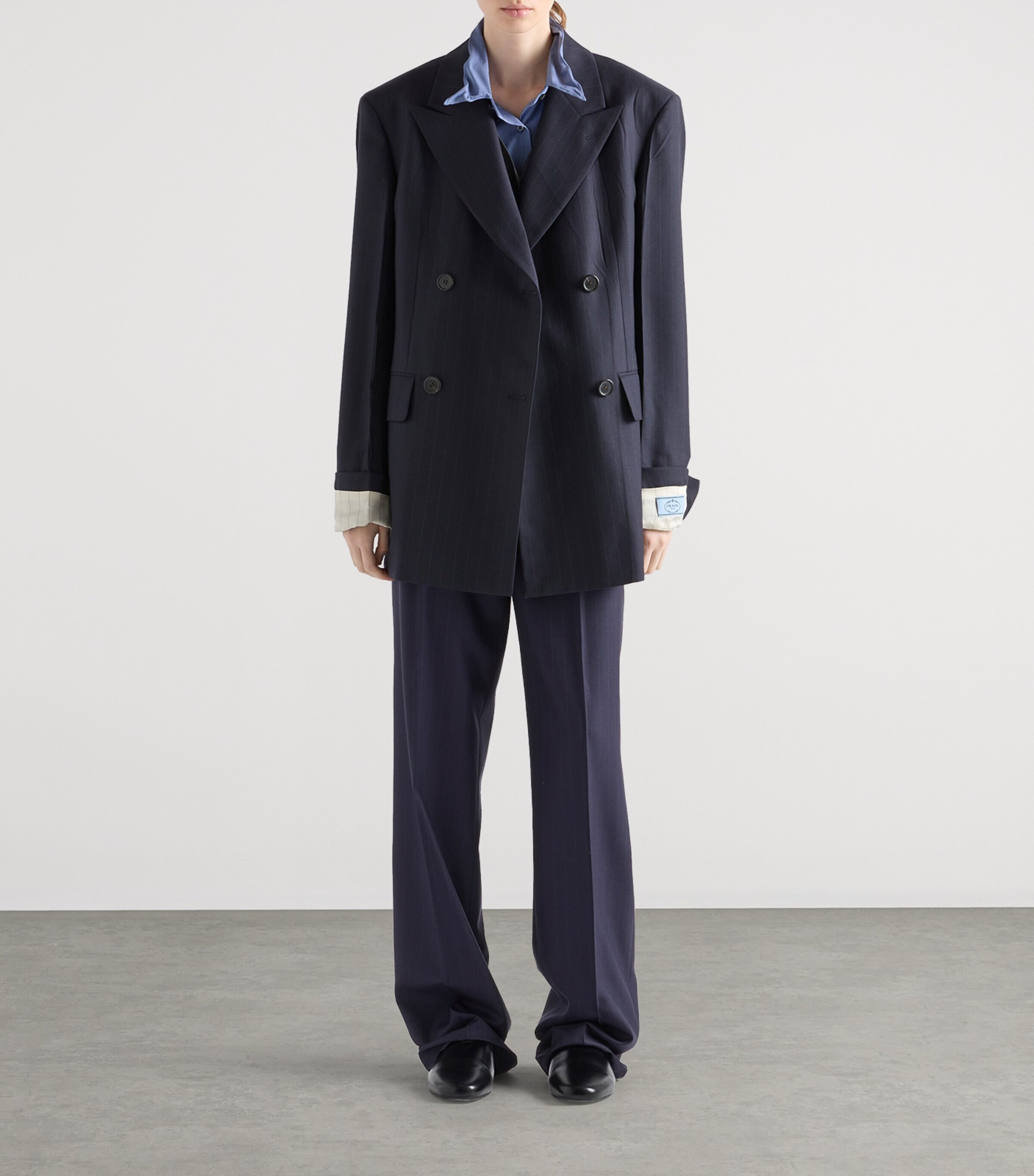 Wool Pinstripe Straight Trousers F0008 Image 2