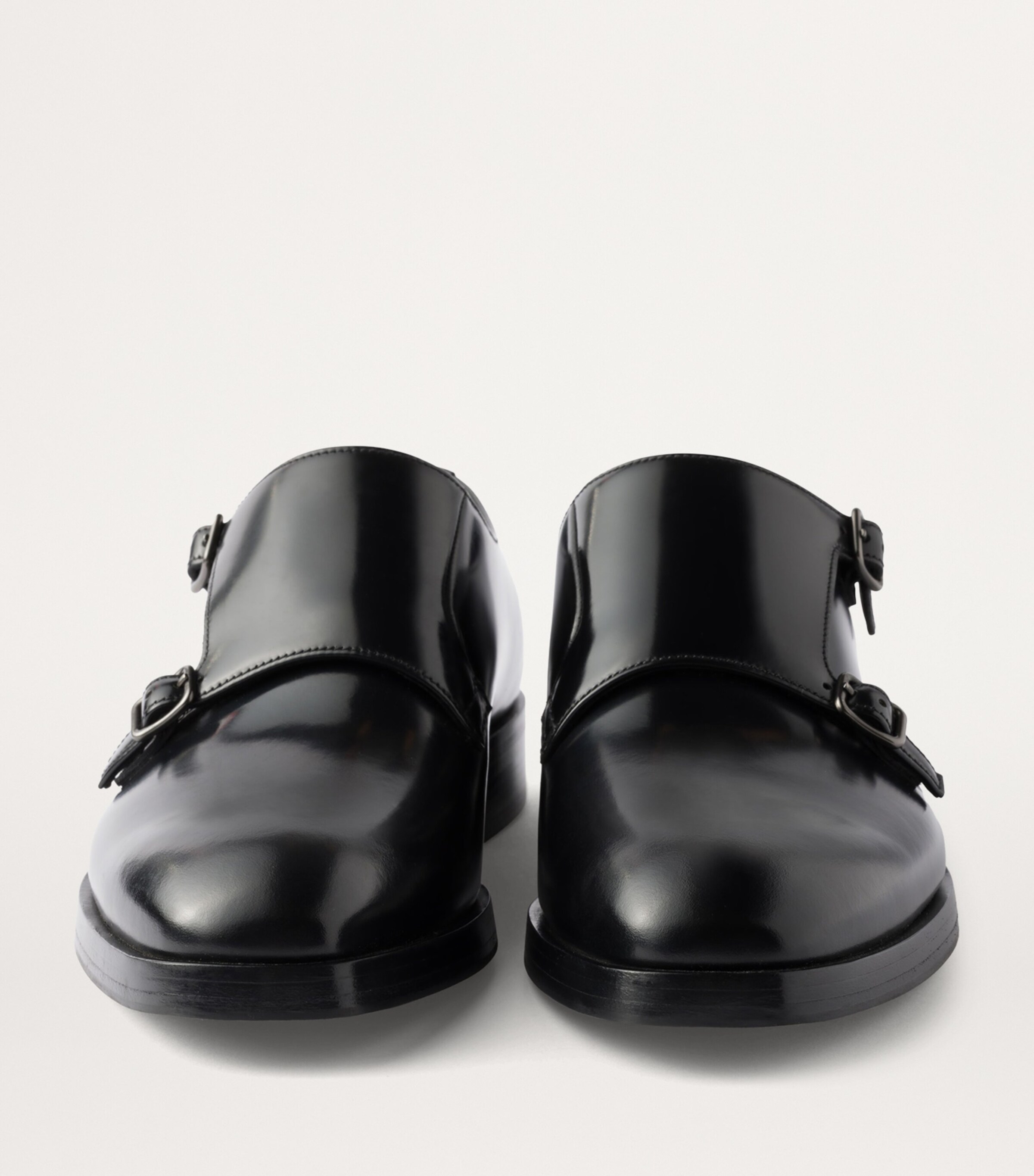Prada Black Leather Double Monk Shoes | Harrods UK