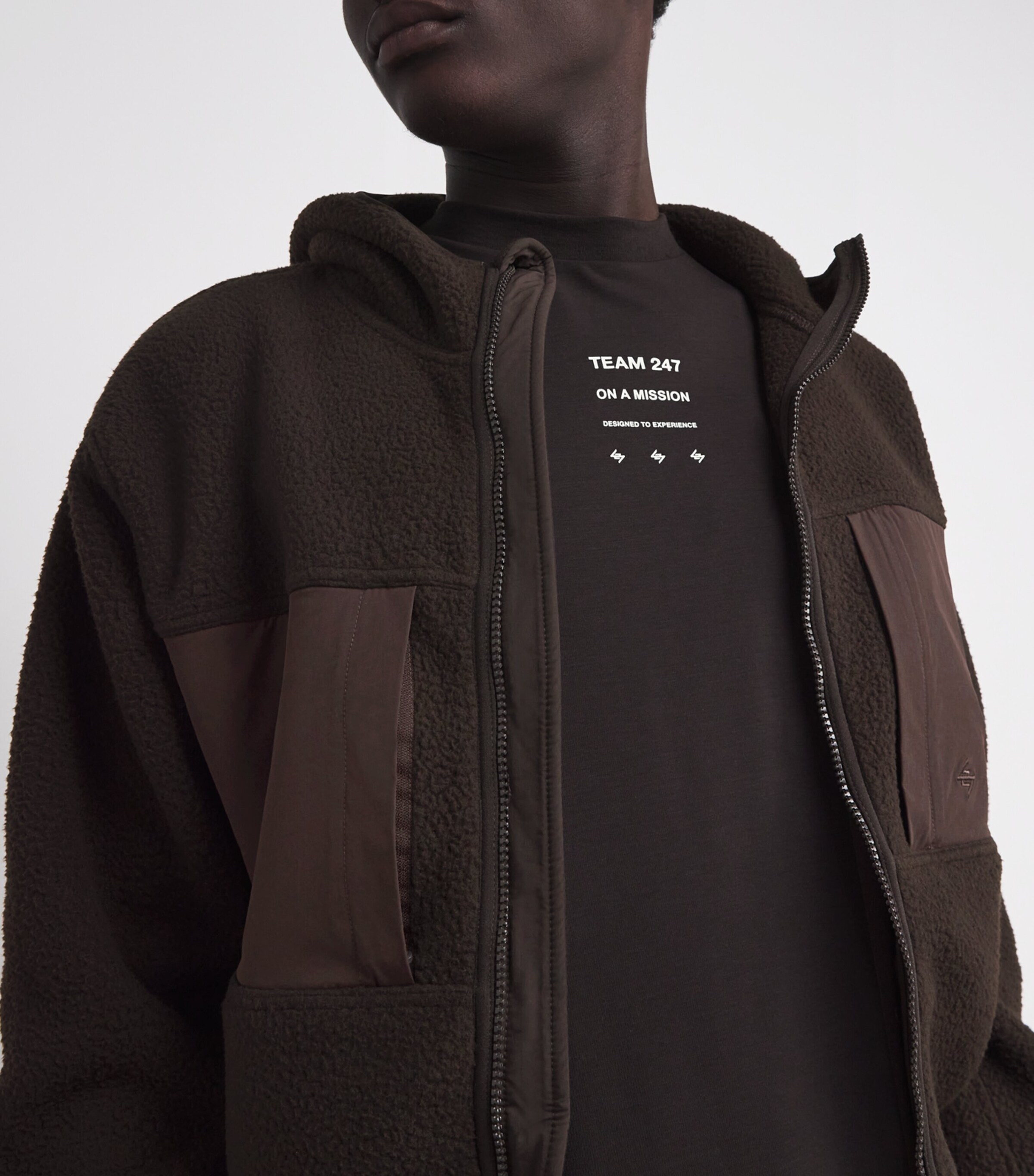 247 Borg Fleece Jacket CHOCOLATE Image 6