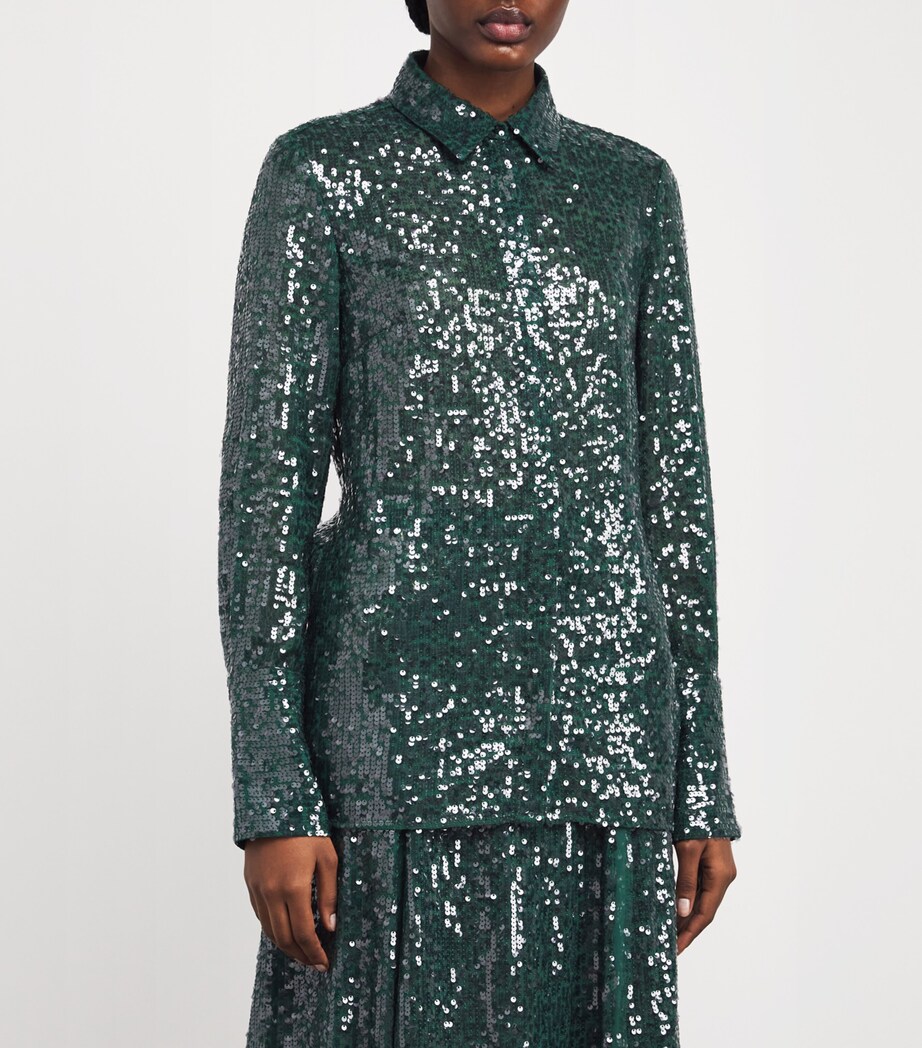 Chiffon Sequinned Shirt DARK GREEN Image 3
