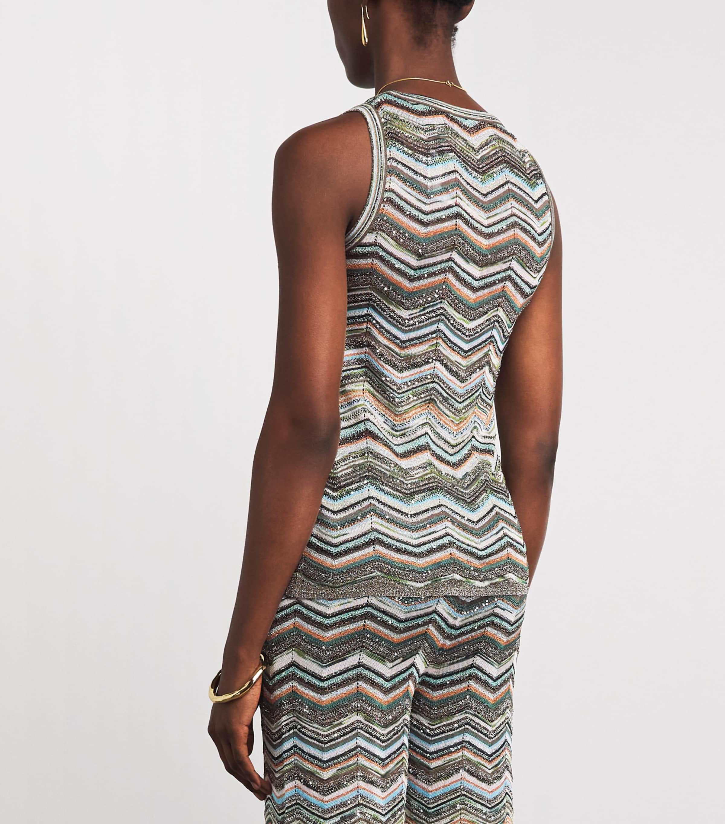 Missoni Womens Sequin Chevron Tank Top Smspo Mltclr W Bk,bn Image 5